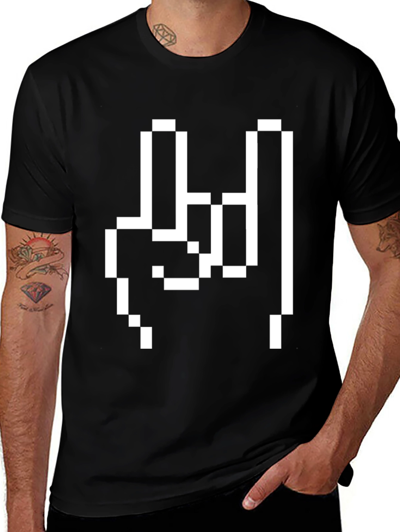 Pixel Hand Gesture Graphic Tee