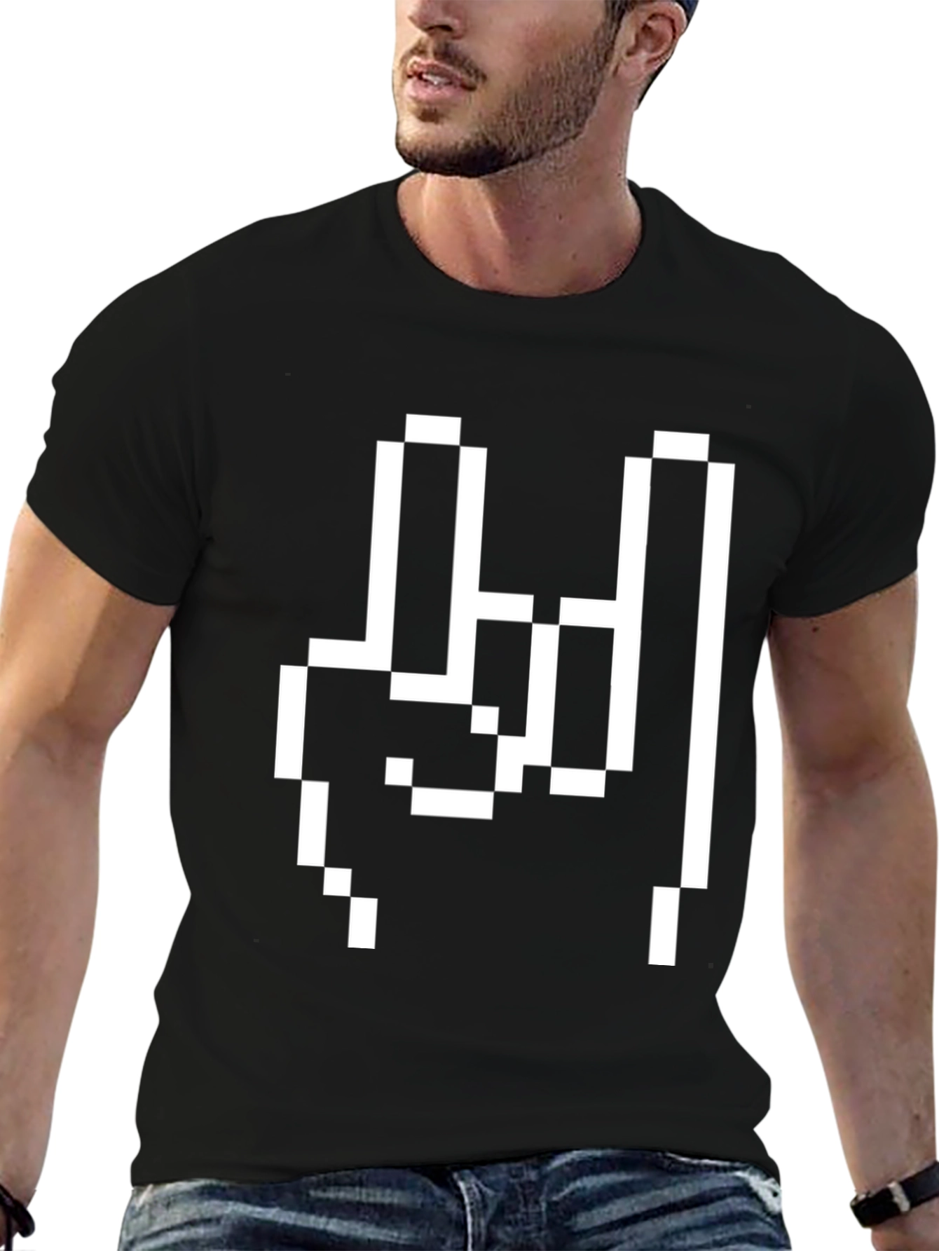 Pixel Hand Gesture Graphic Tee