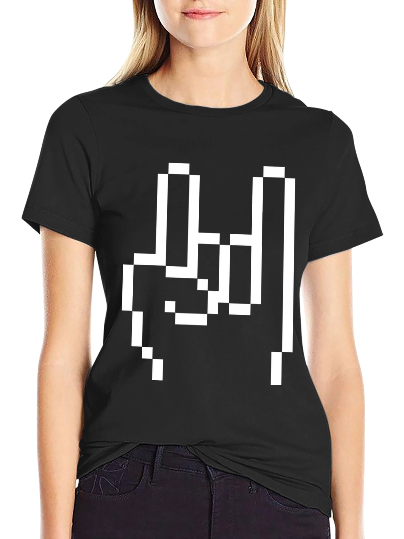 Pixel Hand Gesture Graphic Tee
