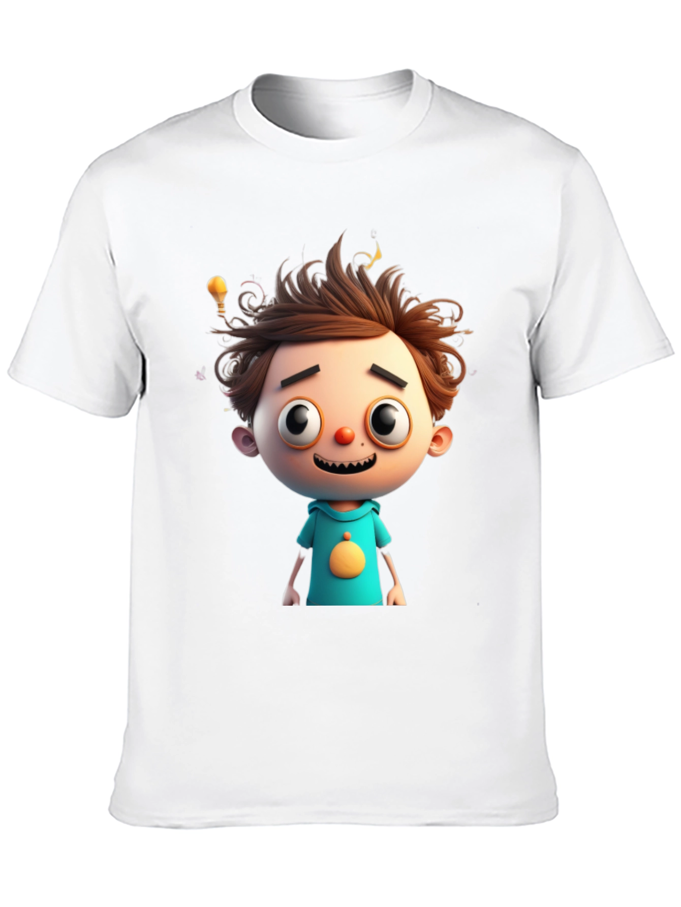 Cartoon Boy Graphic Tee - Quirky Black T-Shirt
