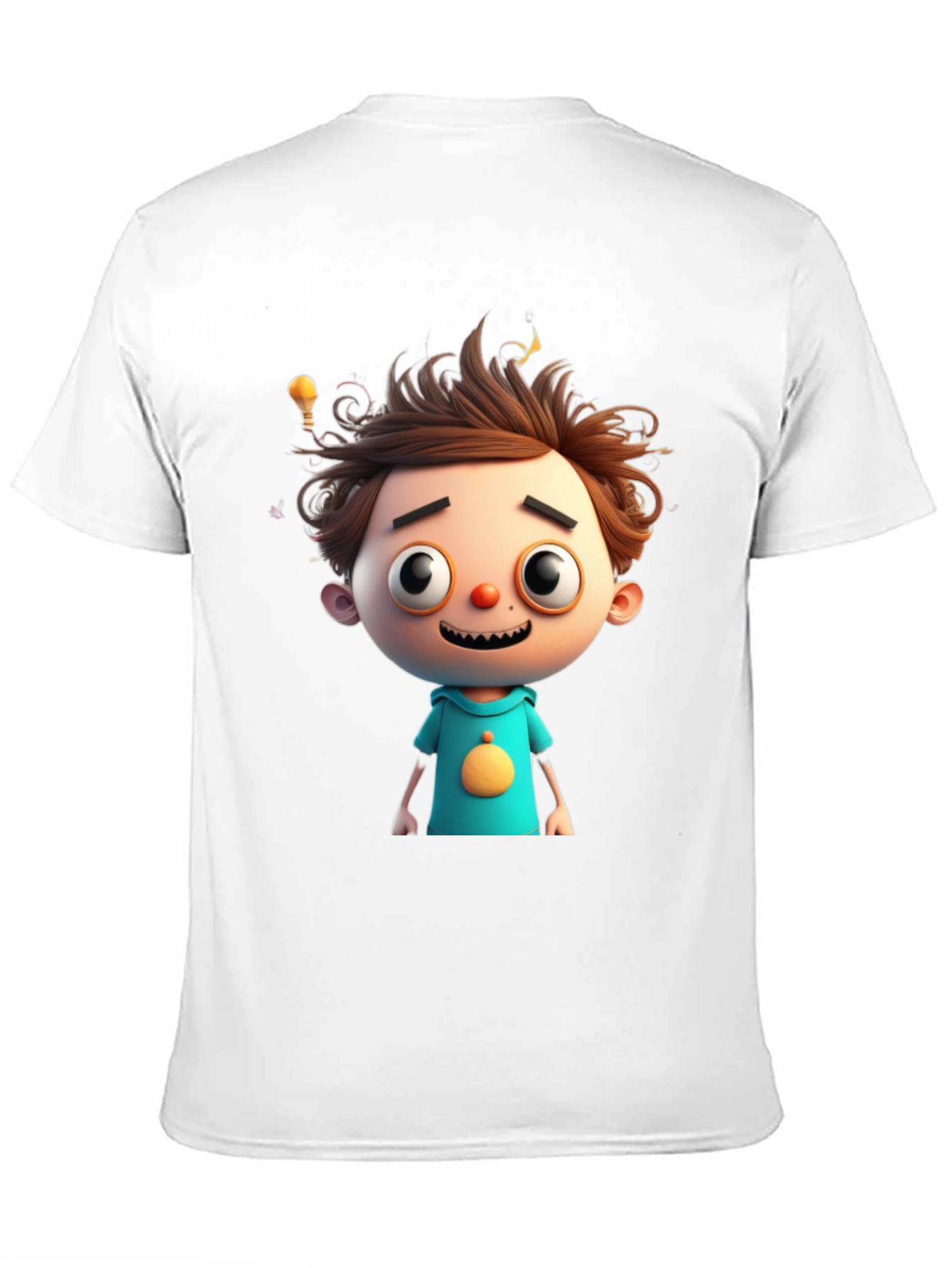 Cartoon Boy Graphic Tee - Quirky Black T-Shirt