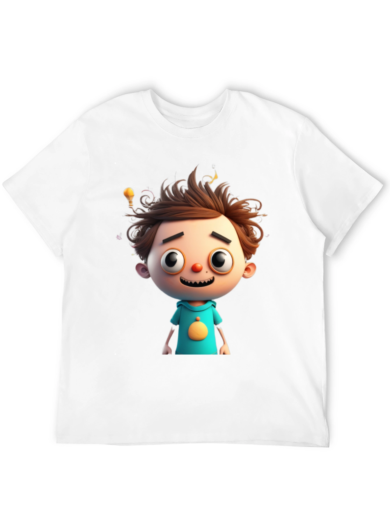 Cartoon Boy Graphic Tee - Quirky Black T-Shirt
