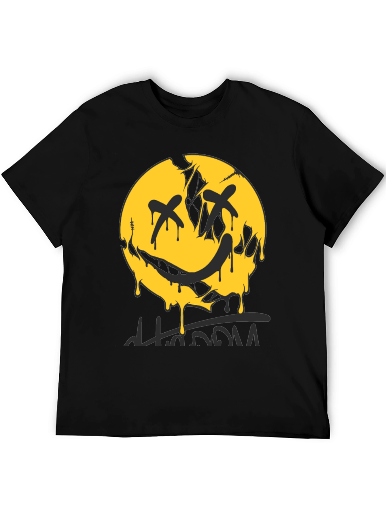 Edgy Graphic Print Crew Neck T-Shirt - Black