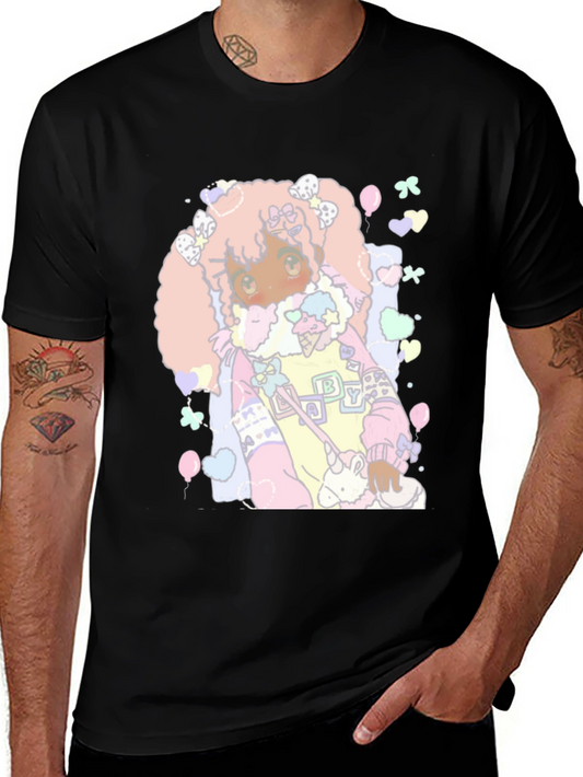 Kawaii Anime Graphic Tee - Pastel Goth Style