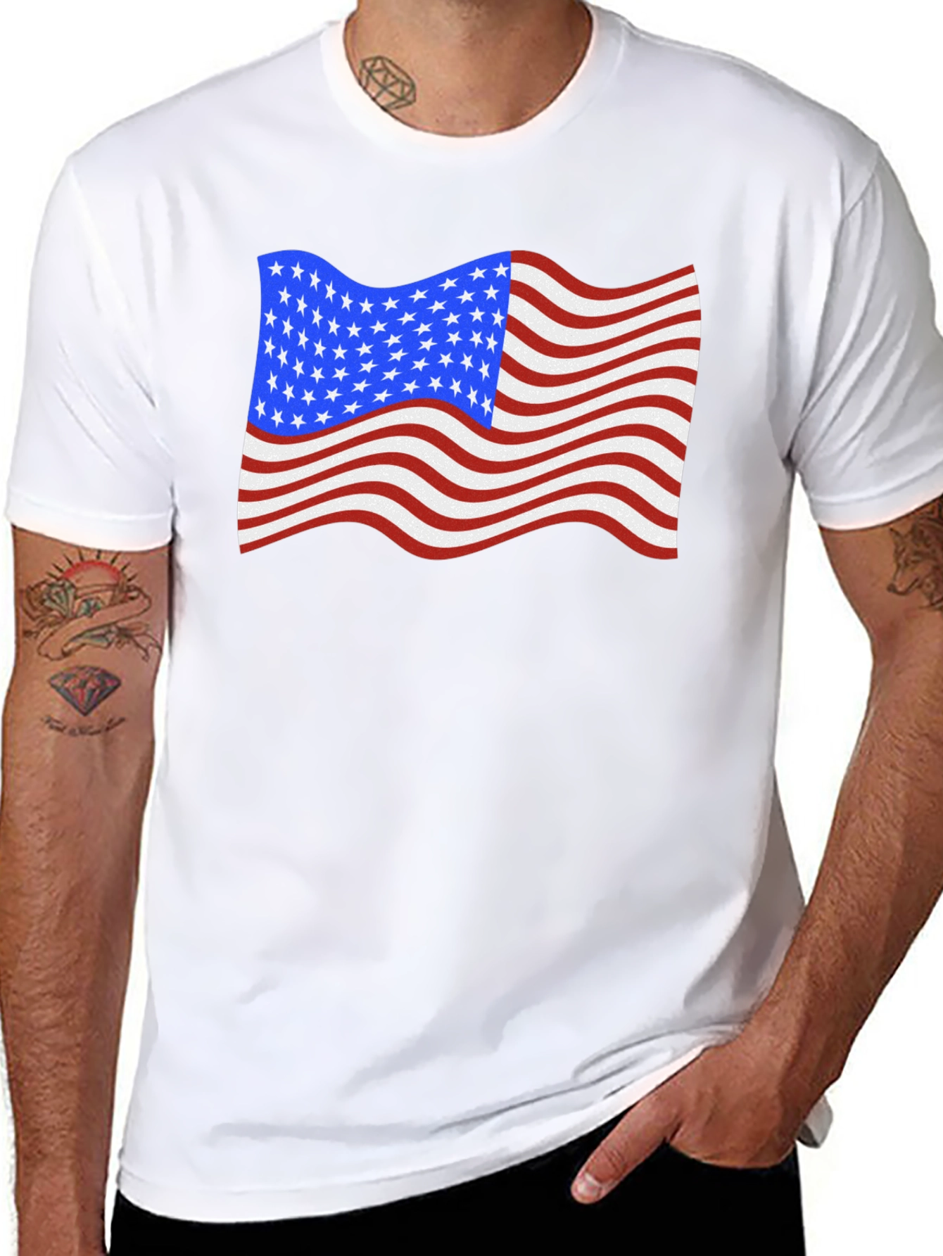 USA Flag Waving Patriotic T-Shirt