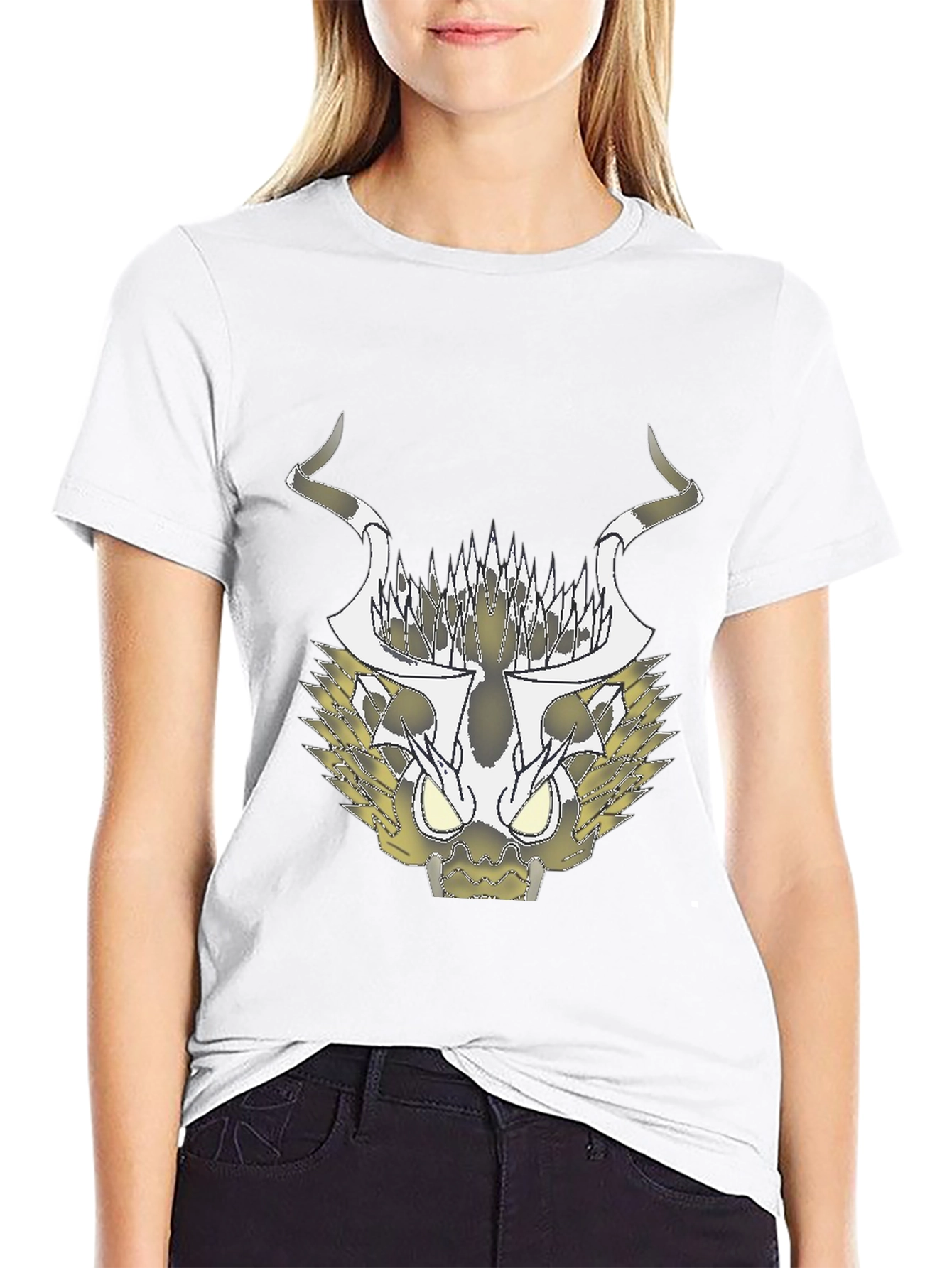 Abstract Black T-Shirt with Geometric Animal Design