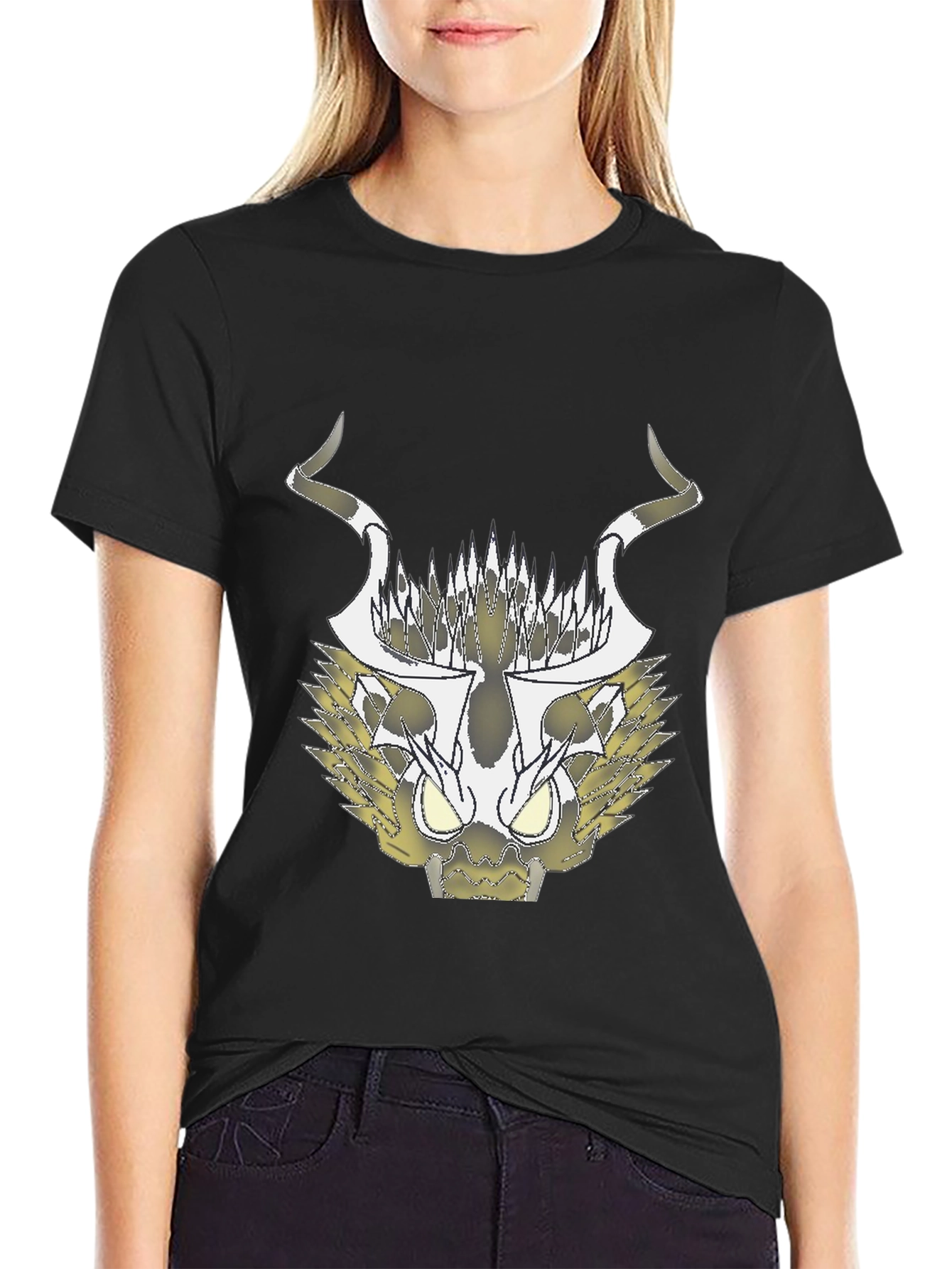 Abstract Black T-Shirt with Geometric Animal Design