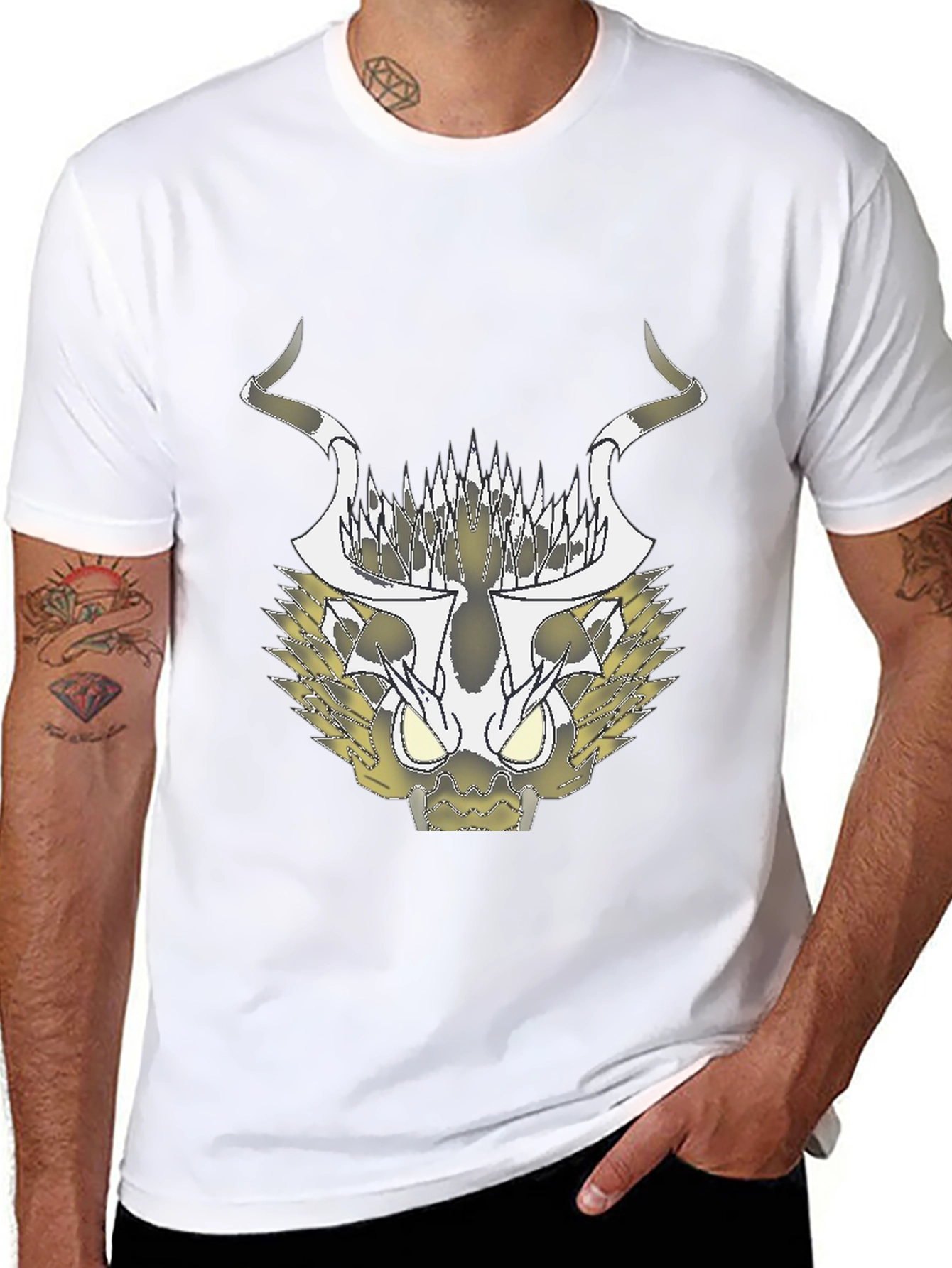 Abstract Black T-Shirt with Geometric Animal Design