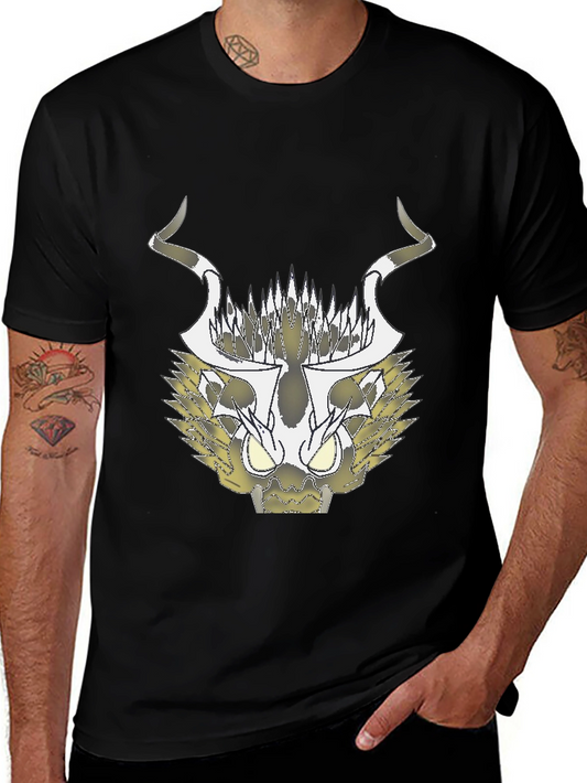 Abstract Black T-Shirt with Geometric Animal Design