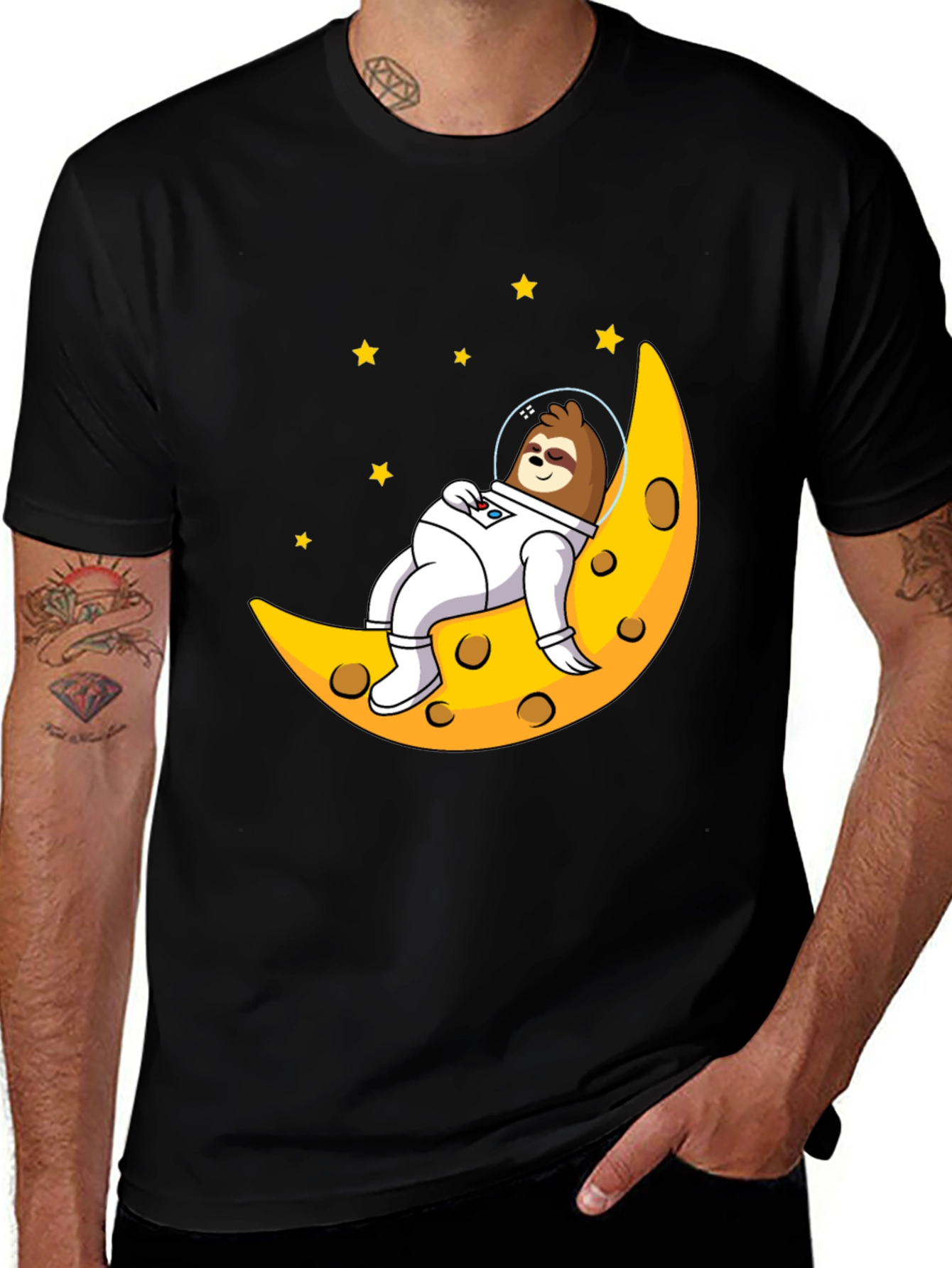 Sloth Astronaut Moon Graphic T-Shirt
