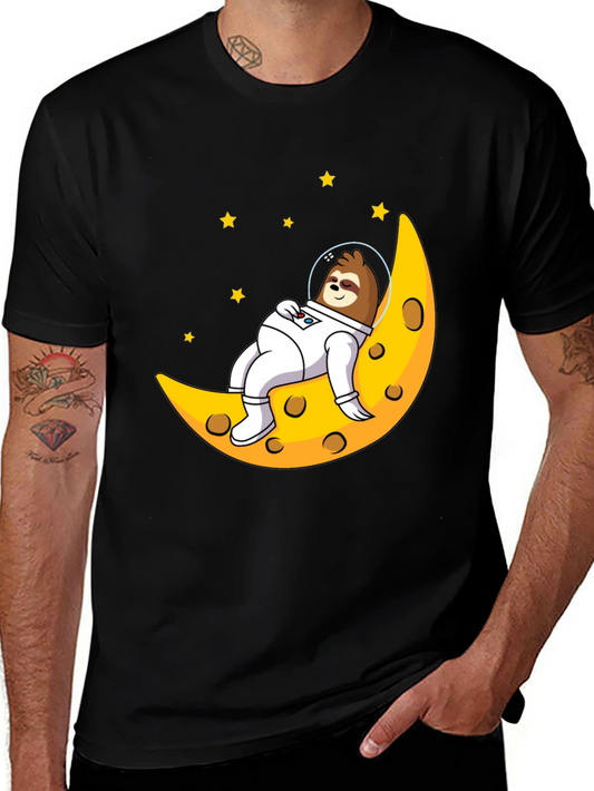 Sloth Astronaut Moon Graphic T-Shirt