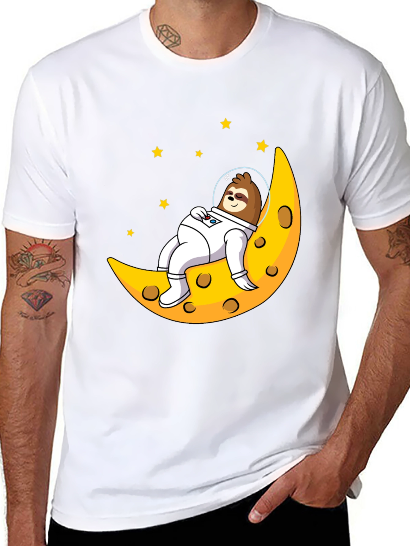Sloth Astronaut Moon Graphic T-Shirt