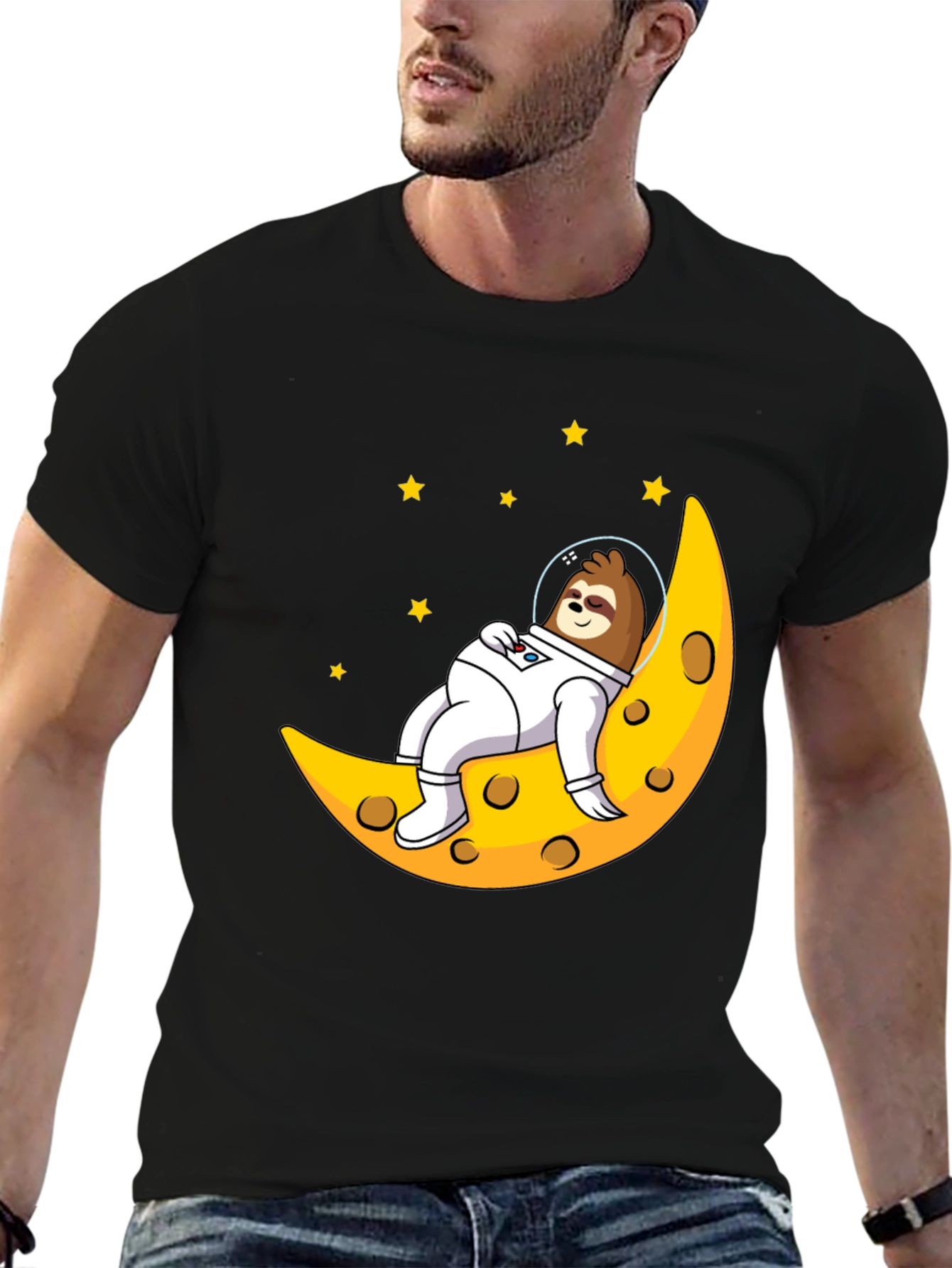 Sloth Astronaut Moon Graphic T-Shirt