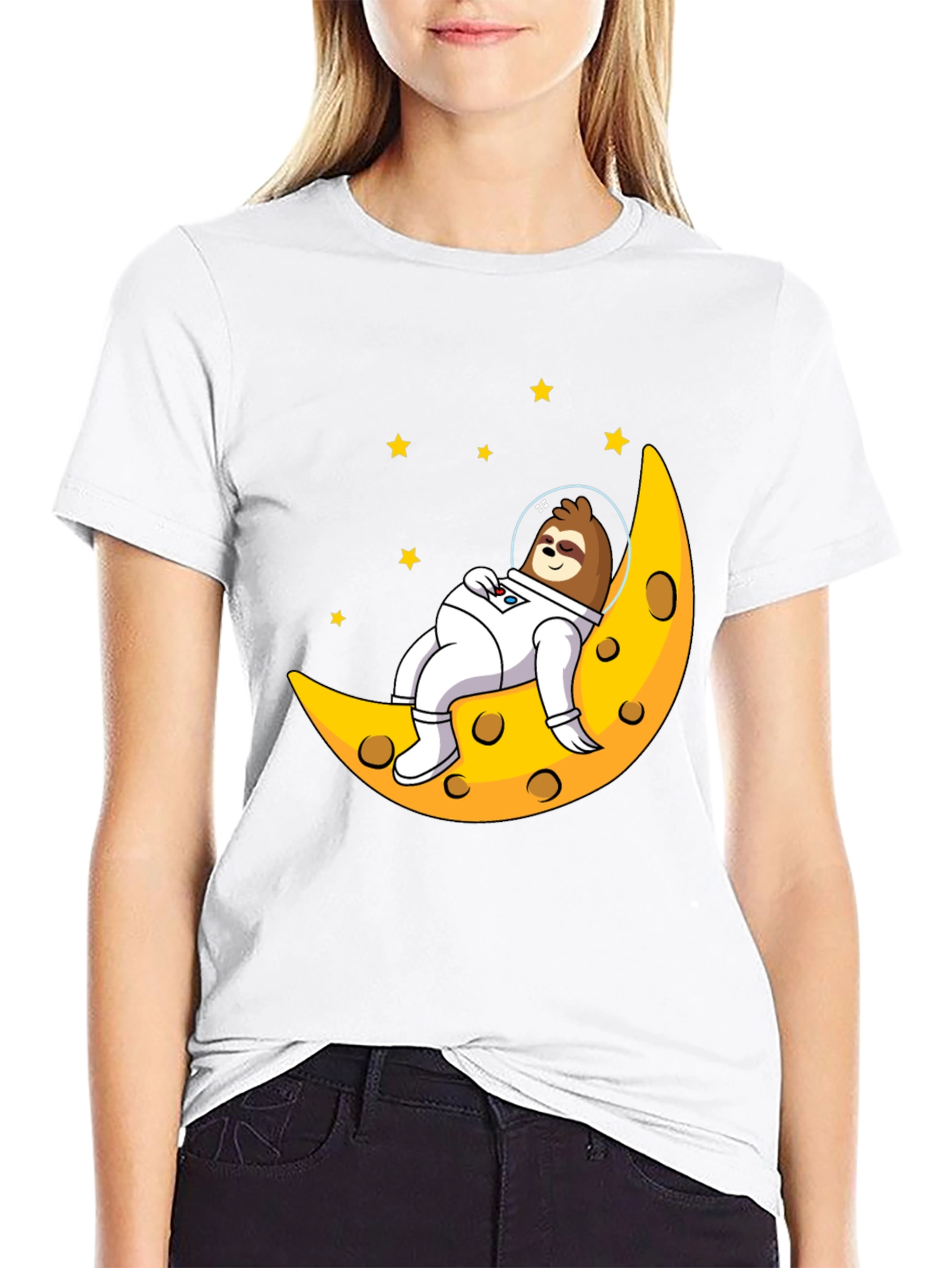 Sloth Astronaut Moon Graphic T-Shirt