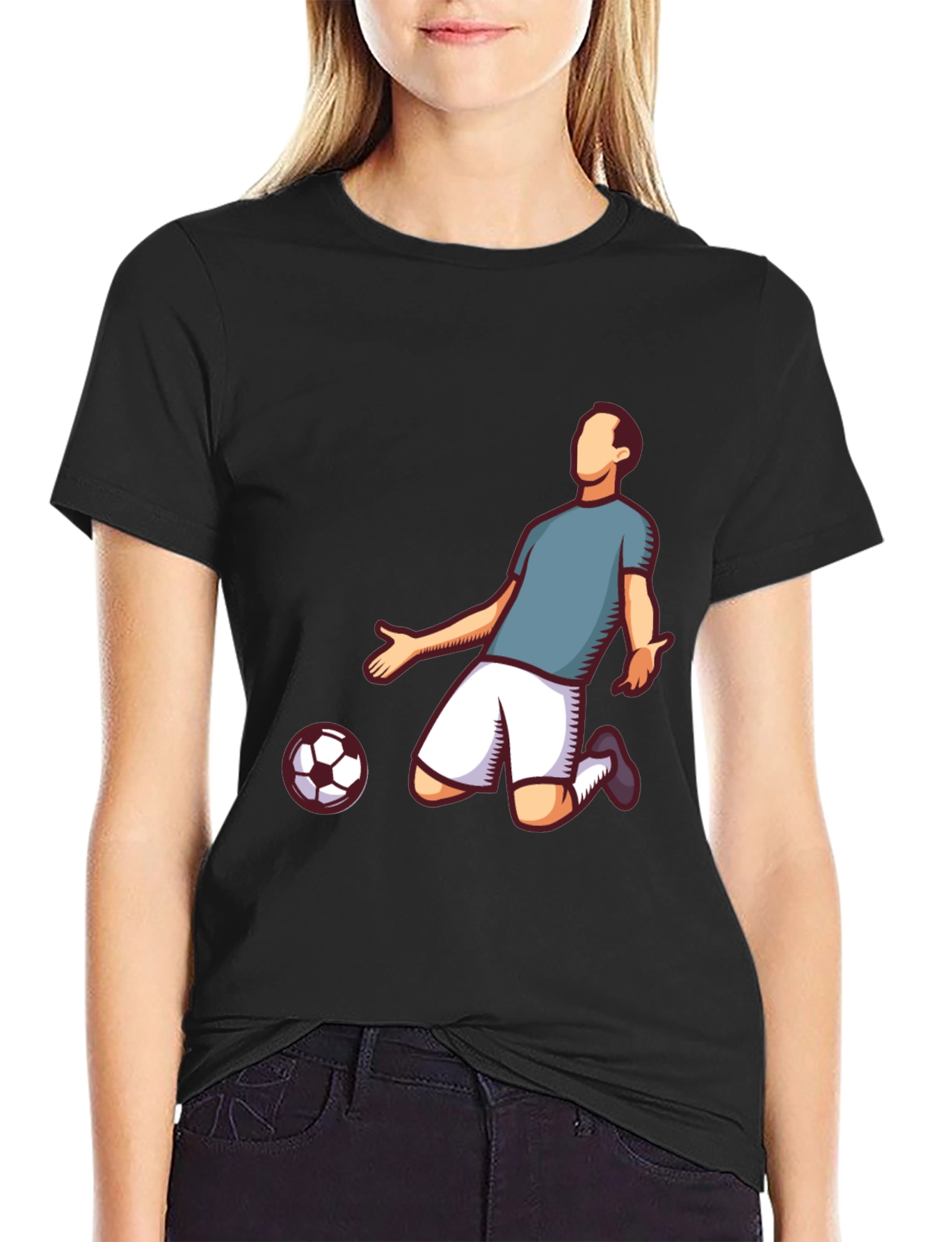 Soccer Player Graphic Tee - Stylish Black T-Shirt