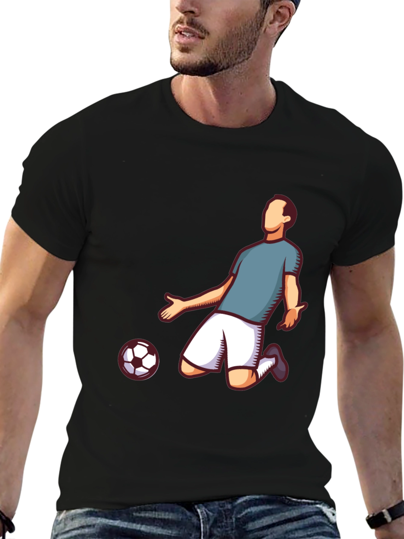 Soccer Player Graphic Tee - Stylish Black T-Shirt