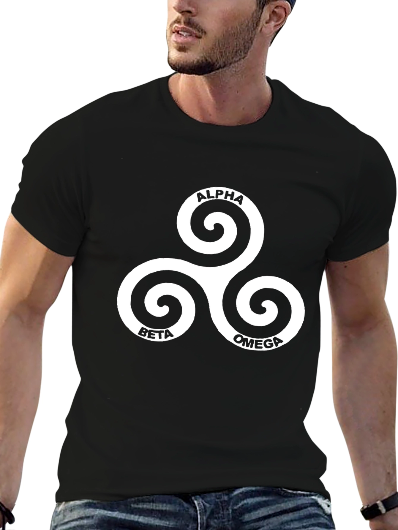 Alpha Beta Omega Spiral Tee - Black