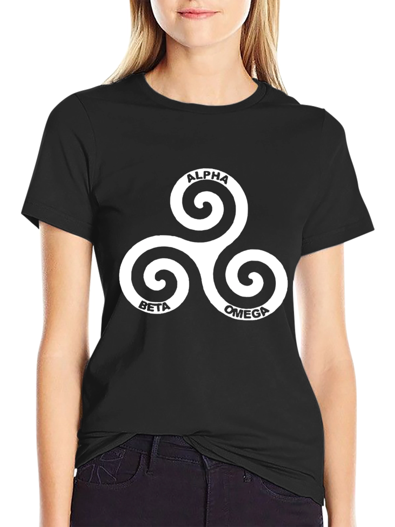 Alpha Beta Omega Spiral Tee - Black