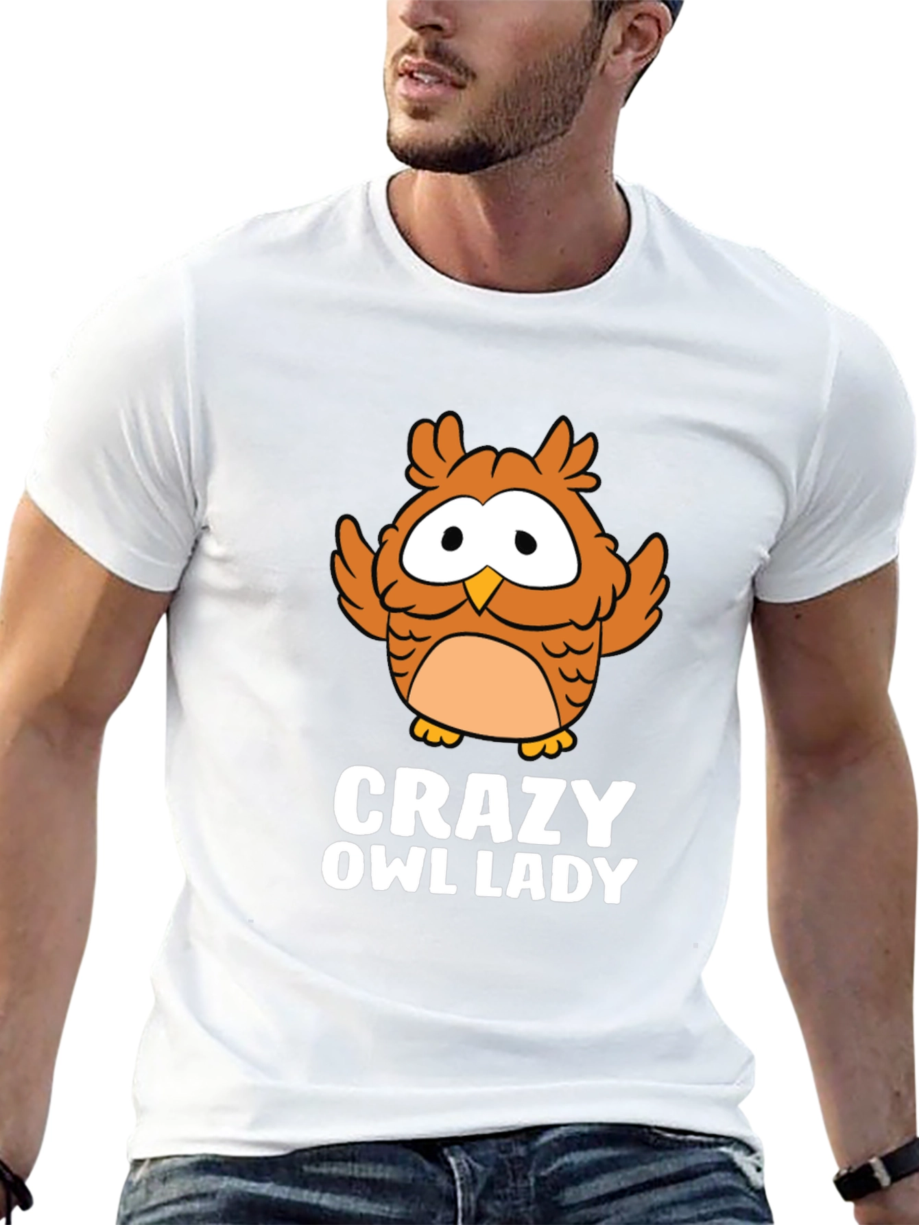 Crazy Owl Lady Black Graphic Tee