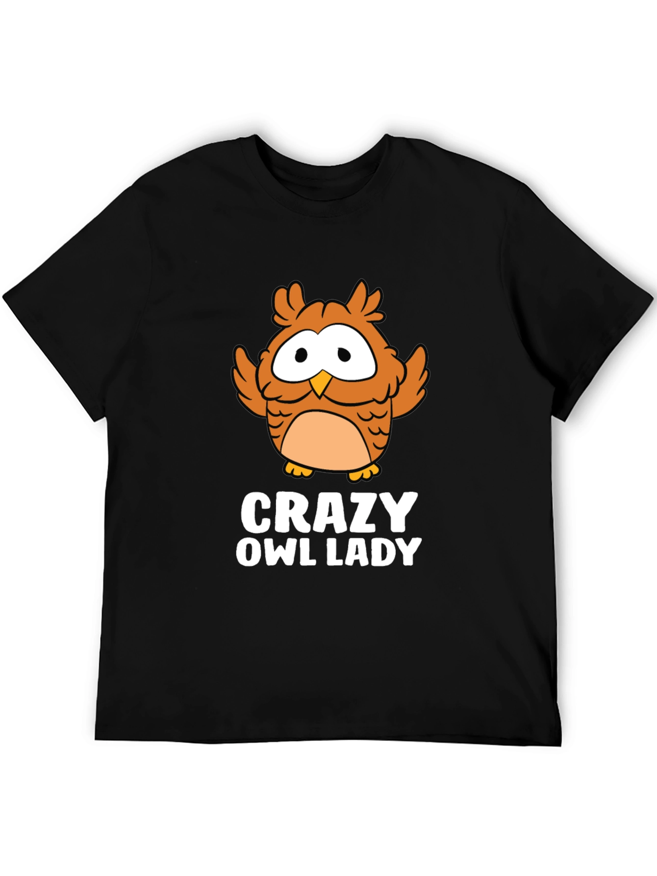 Crazy Owl Lady Black Graphic Tee