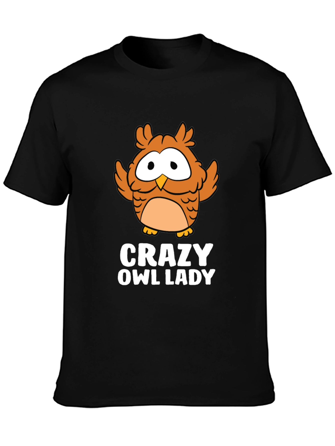 Crazy Owl Lady Black Graphic Tee