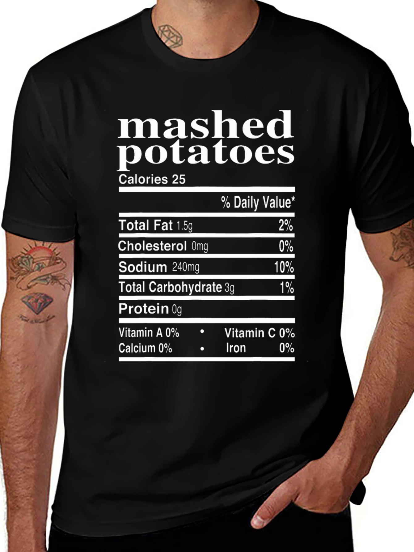 Mashed Potatoes Nutrition Facts Funny T-Shirt