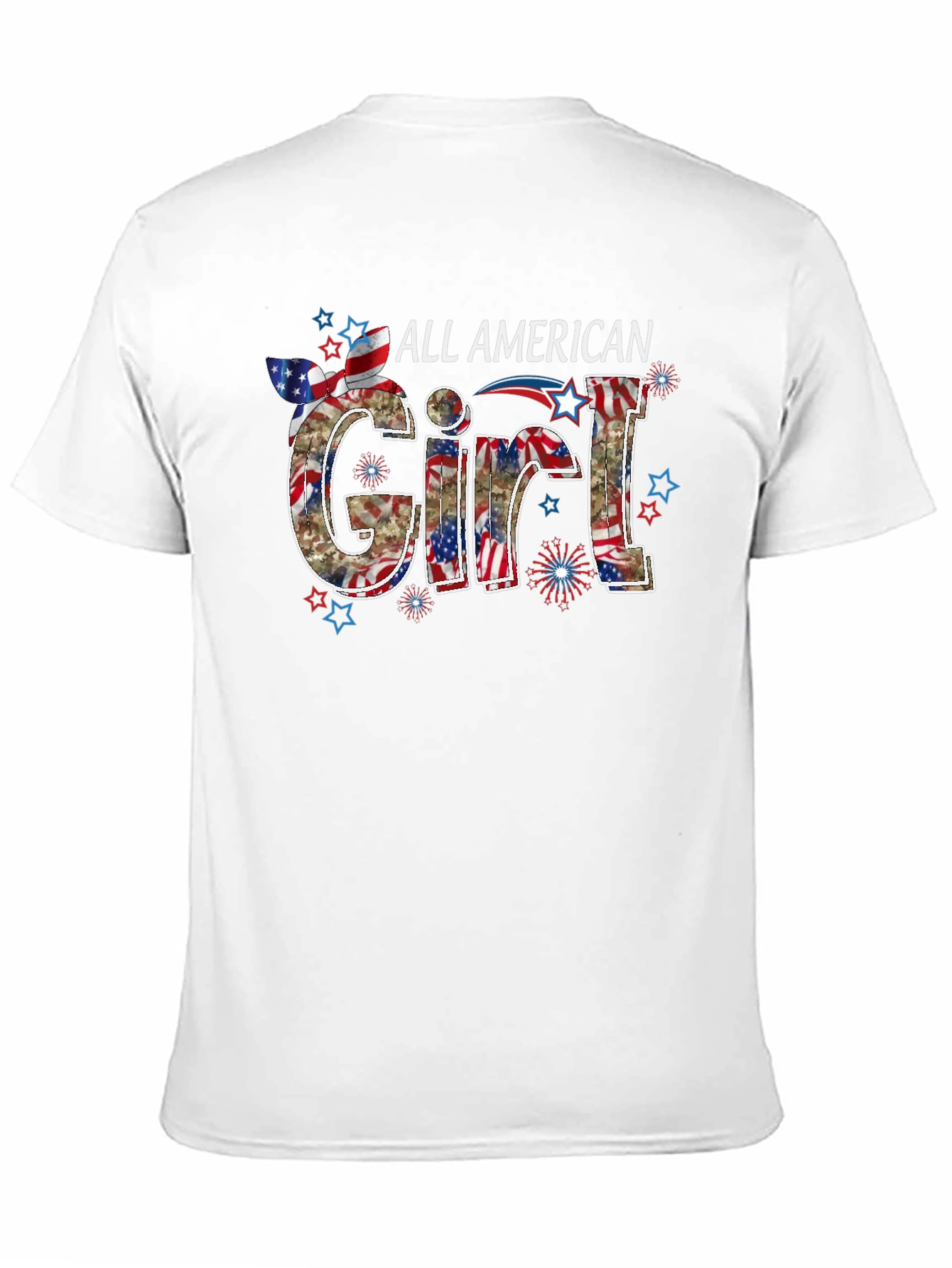 All American Girl Graphic Tee Patriotic USA Flag