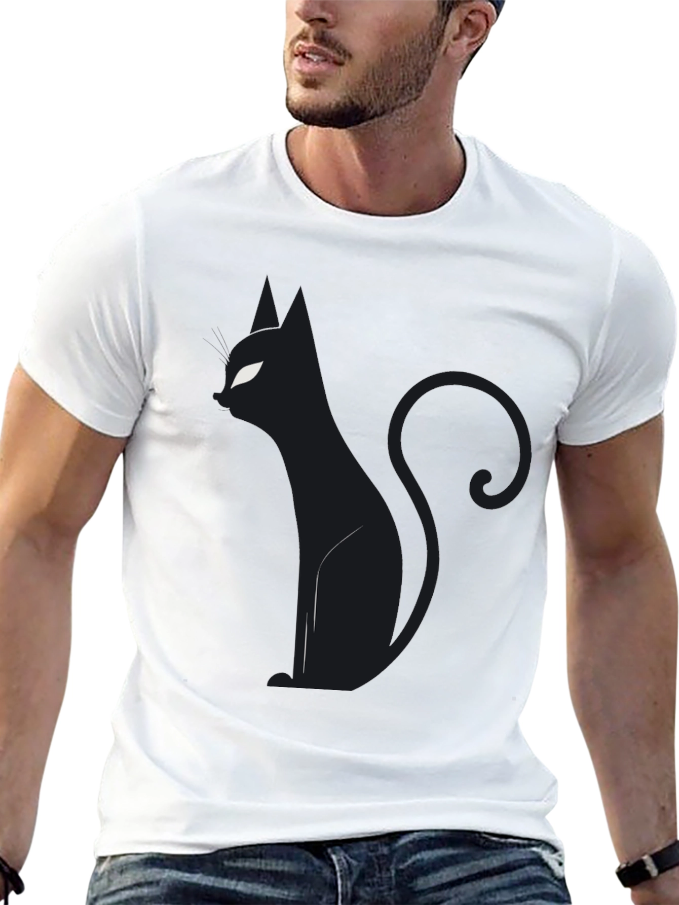 Black Cat Silhouette Graphic Tee