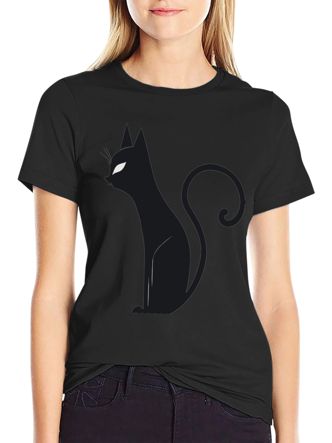 Black Cat Silhouette Graphic Tee