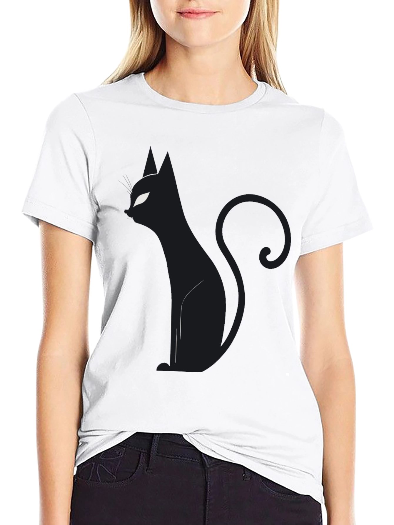 Black Cat Silhouette Graphic Tee