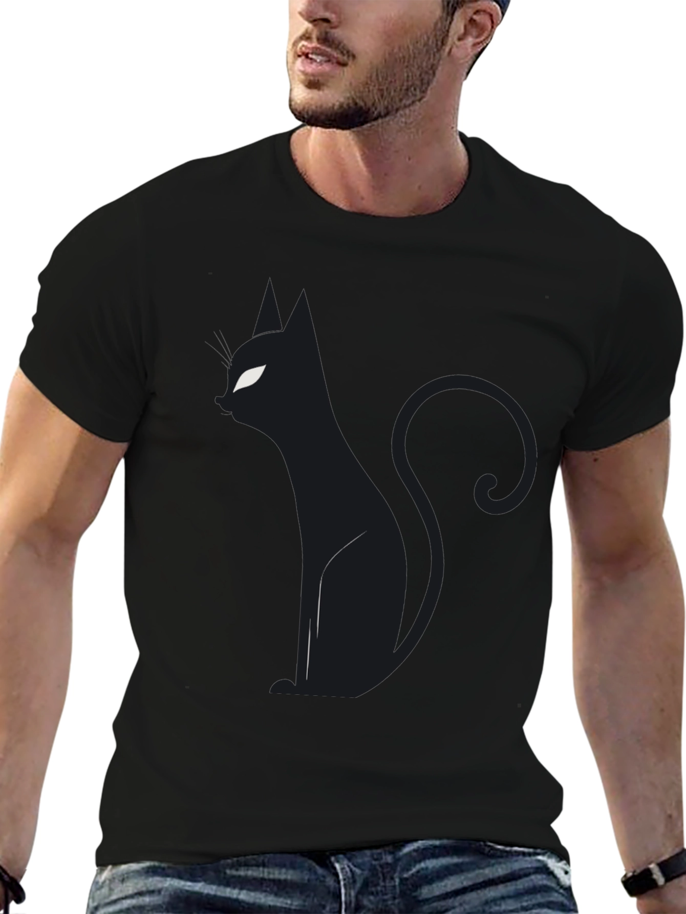 Black Cat Silhouette Graphic Tee