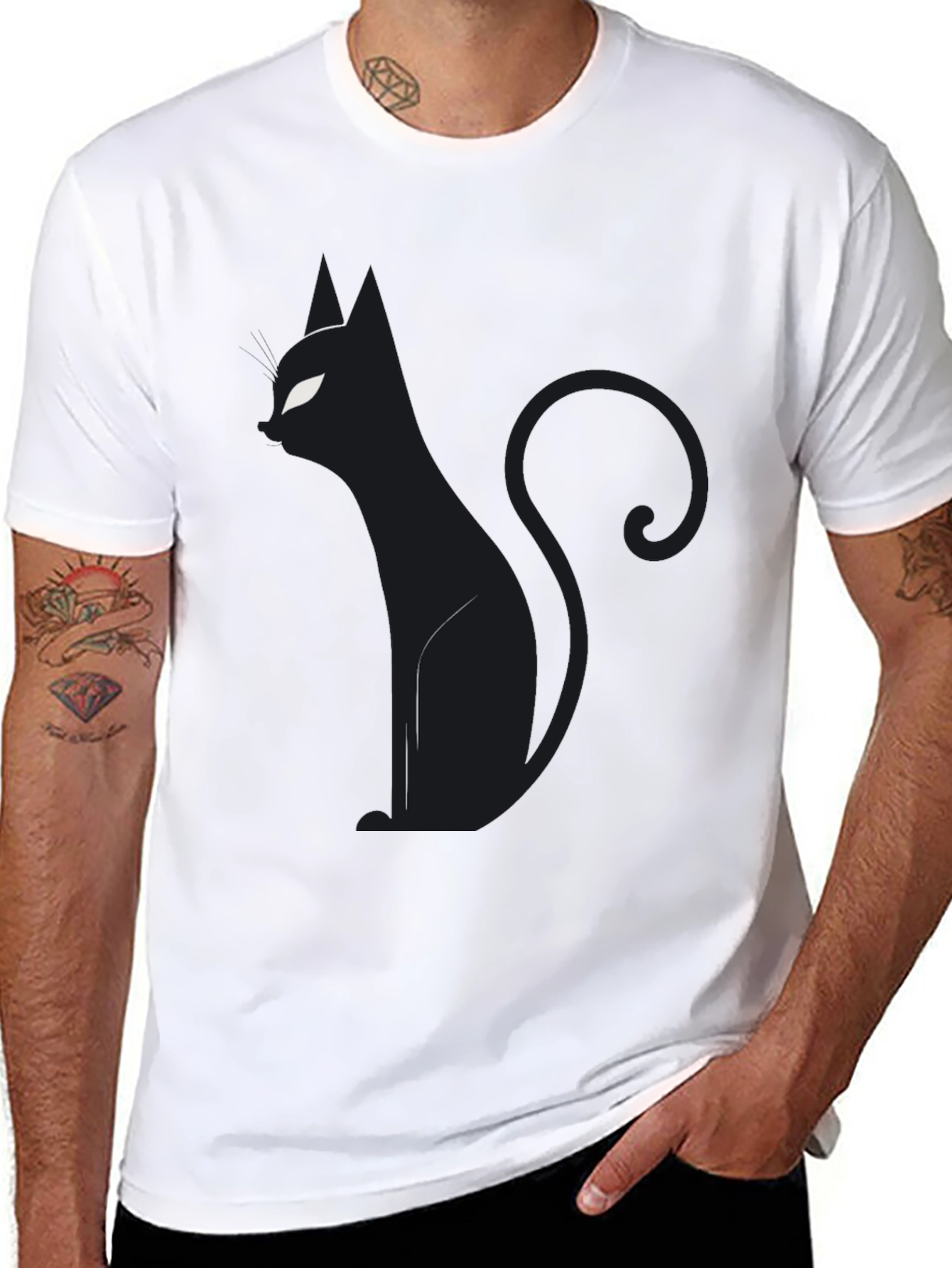 Black Cat Silhouette Graphic Tee