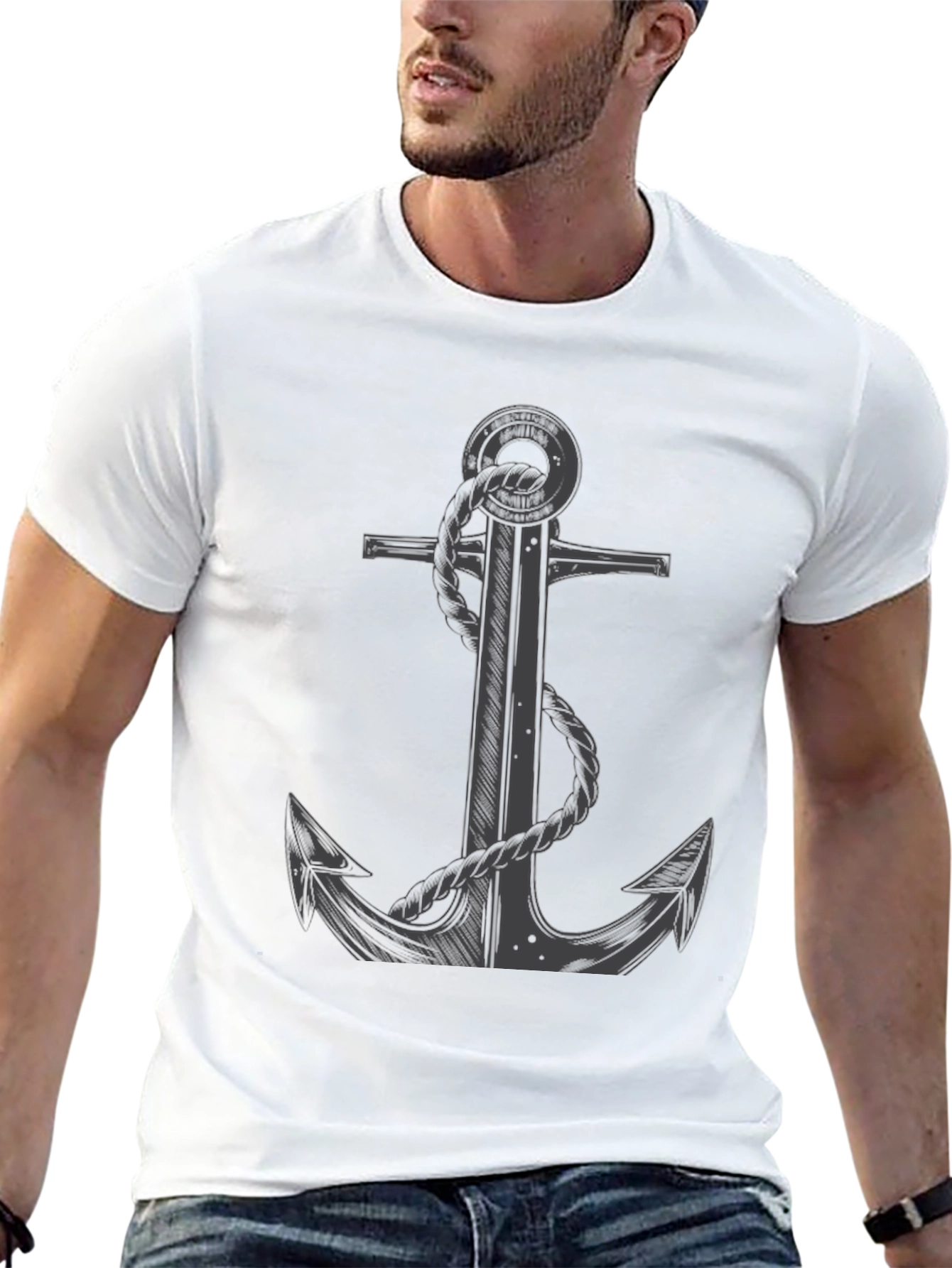 Anchor Graphic Tee - Nautical Style