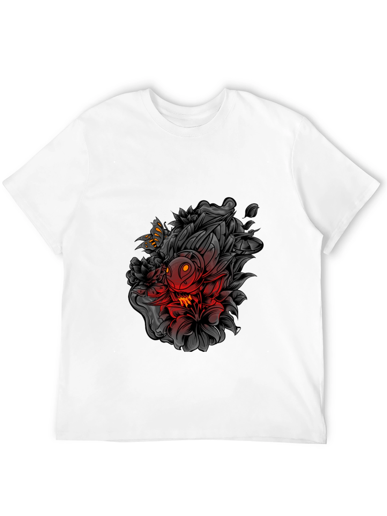 Edgy Floral Graphic Print Black T-Shirt