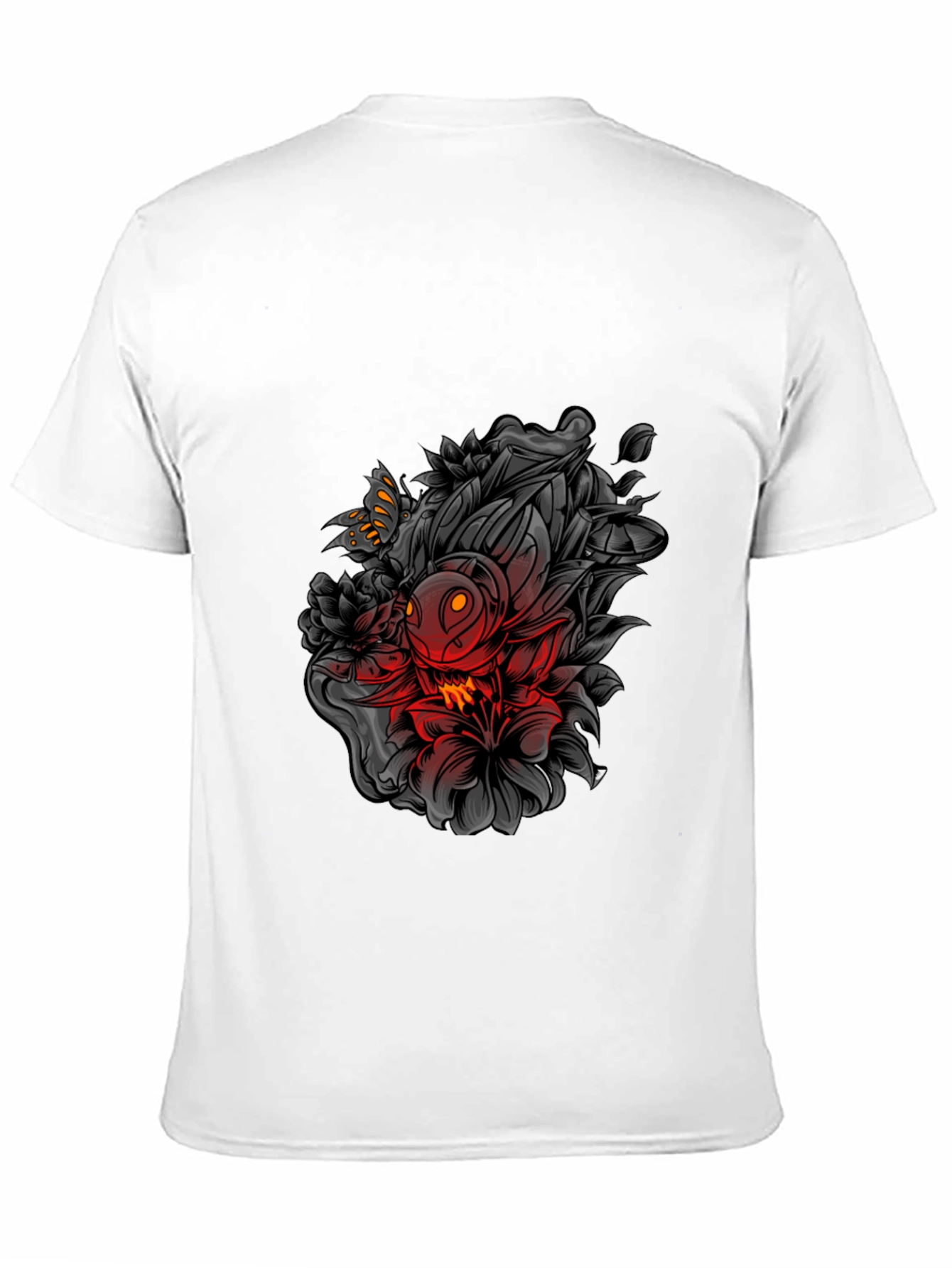 Edgy Floral Graphic Print Black T-Shirt