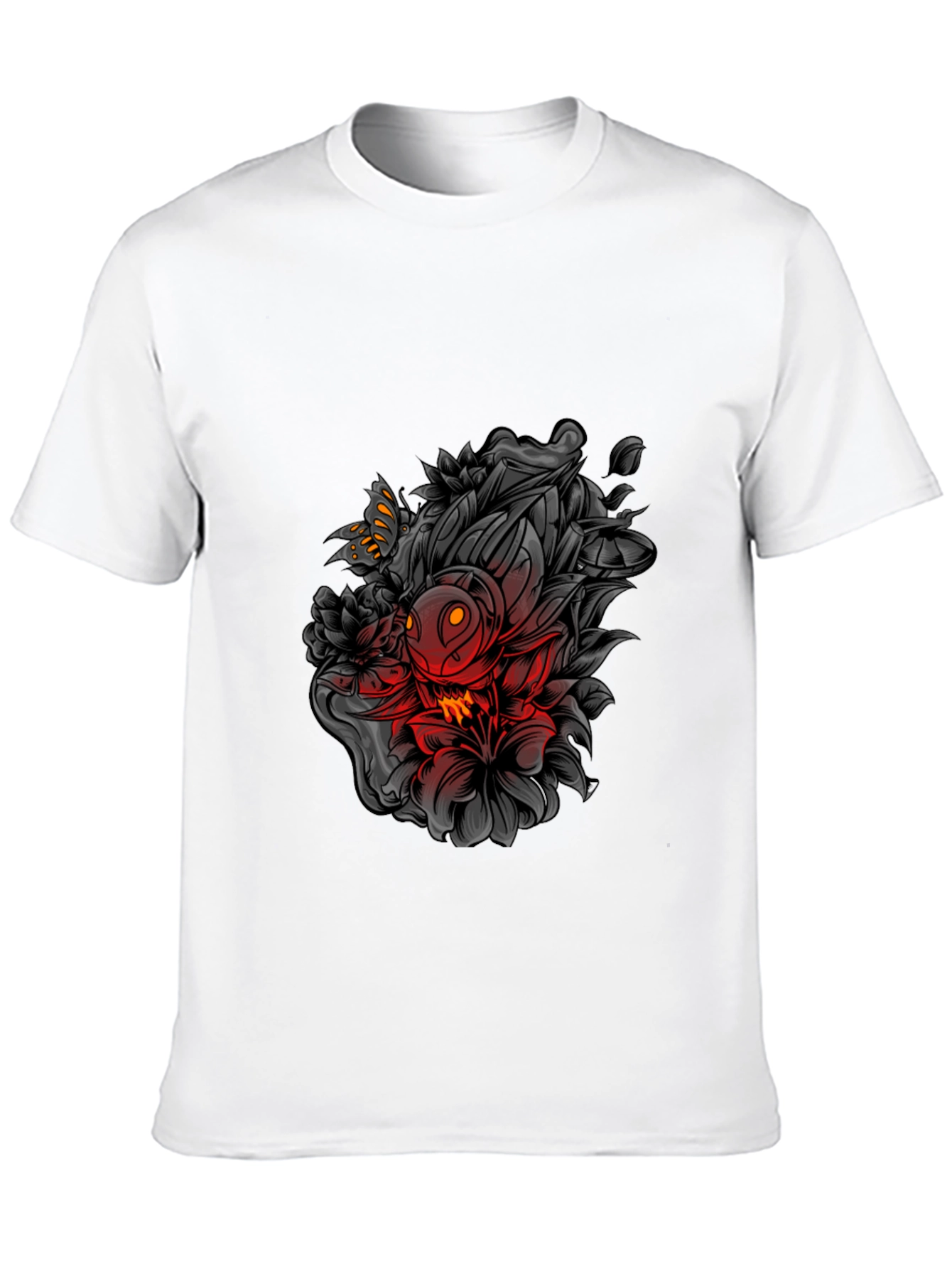Edgy Floral Graphic Print Black T-Shirt