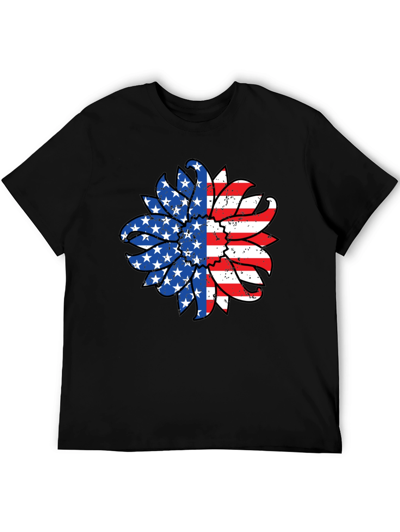 USA Flag Sunflower Graphic Tee
