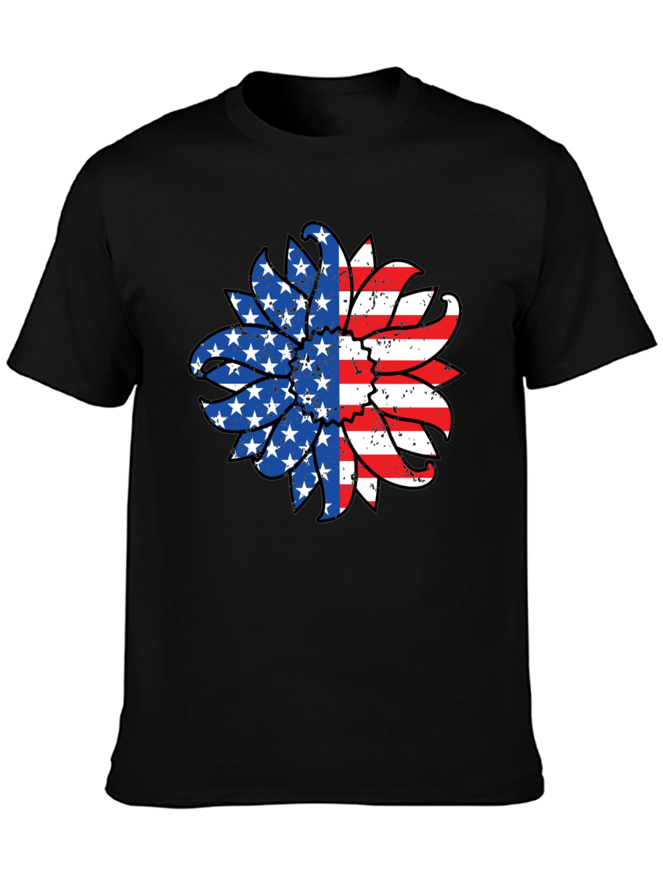 USA Flag Sunflower Graphic Tee