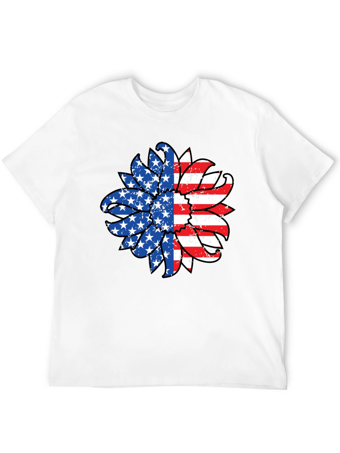 USA Flag Sunflower Graphic Tee