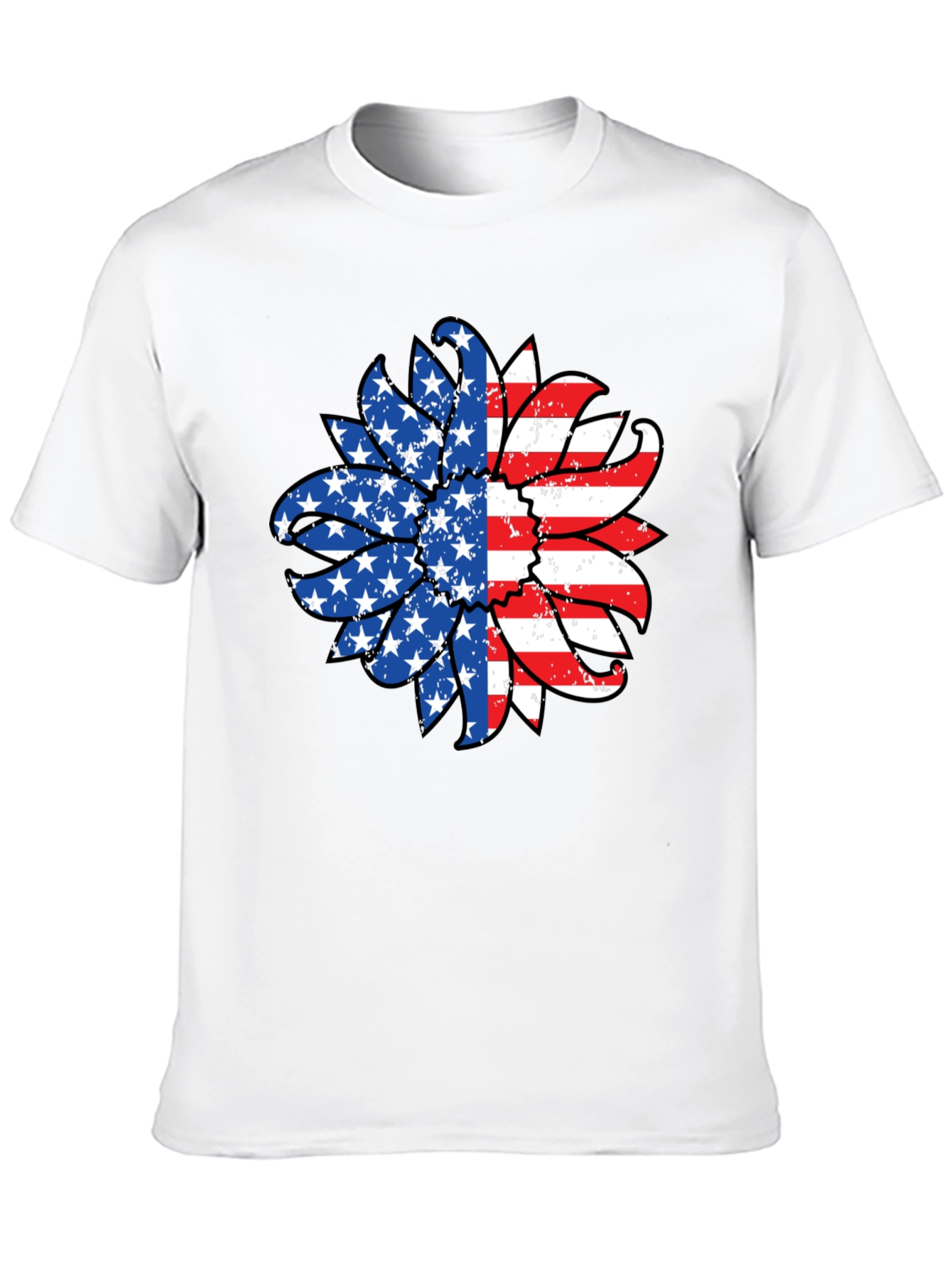 USA Flag Sunflower Graphic Tee