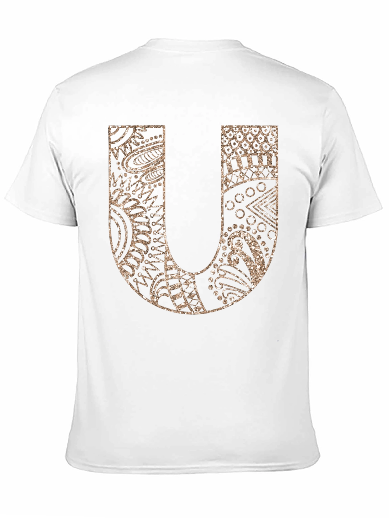 Letter U Graphic Tee - Black Cotton Blend Shirt