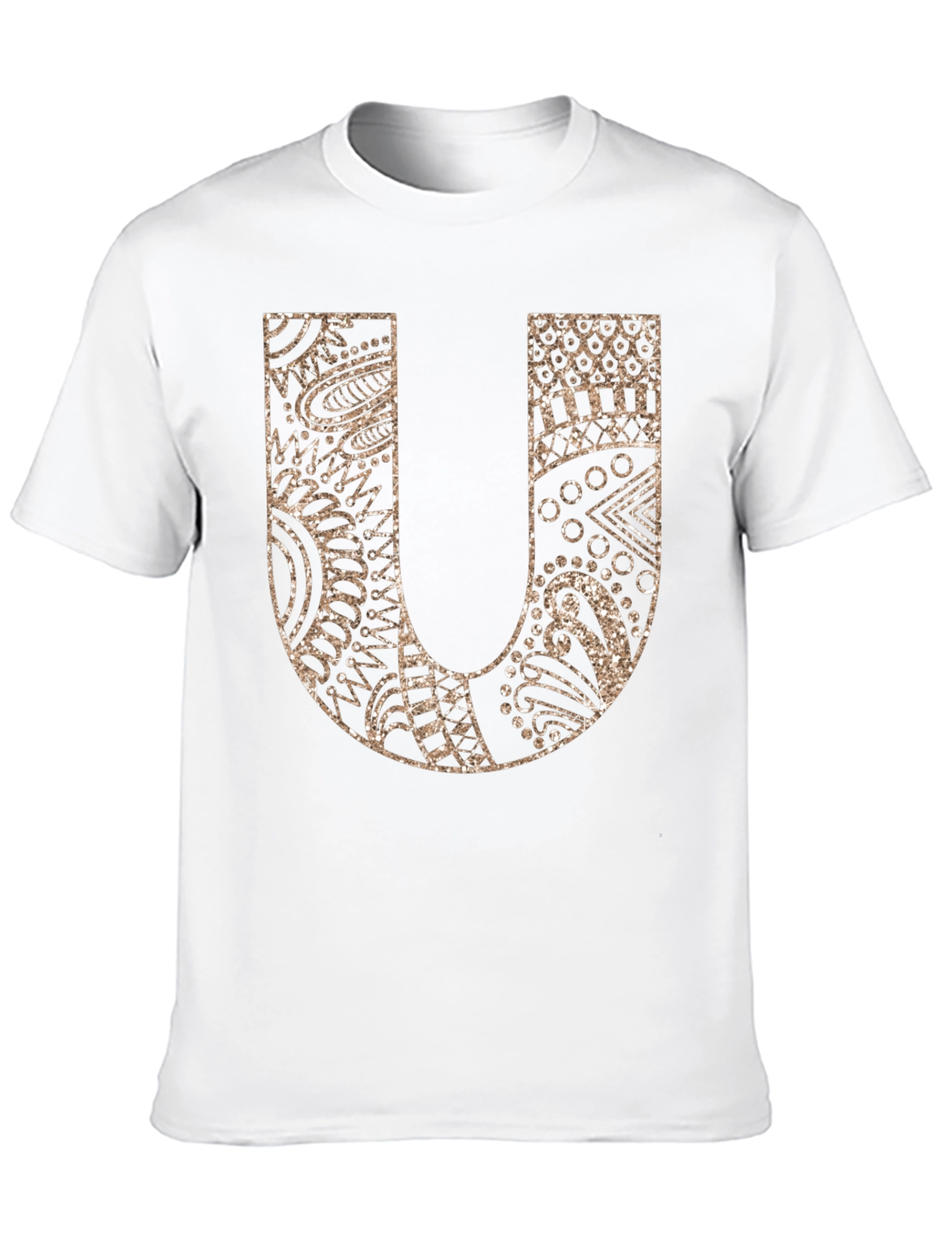 Letter U Graphic Tee - Black Cotton Blend Shirt