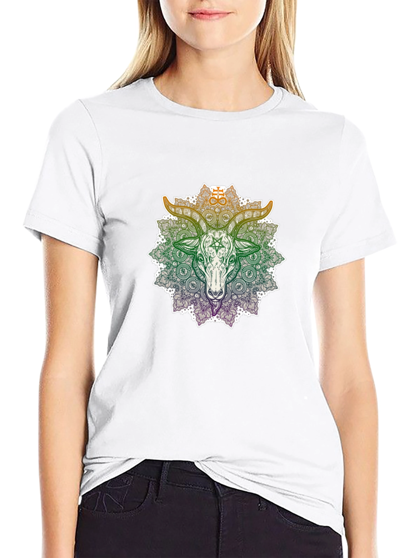 Occult Goat Mandala Graphic T-Shirt