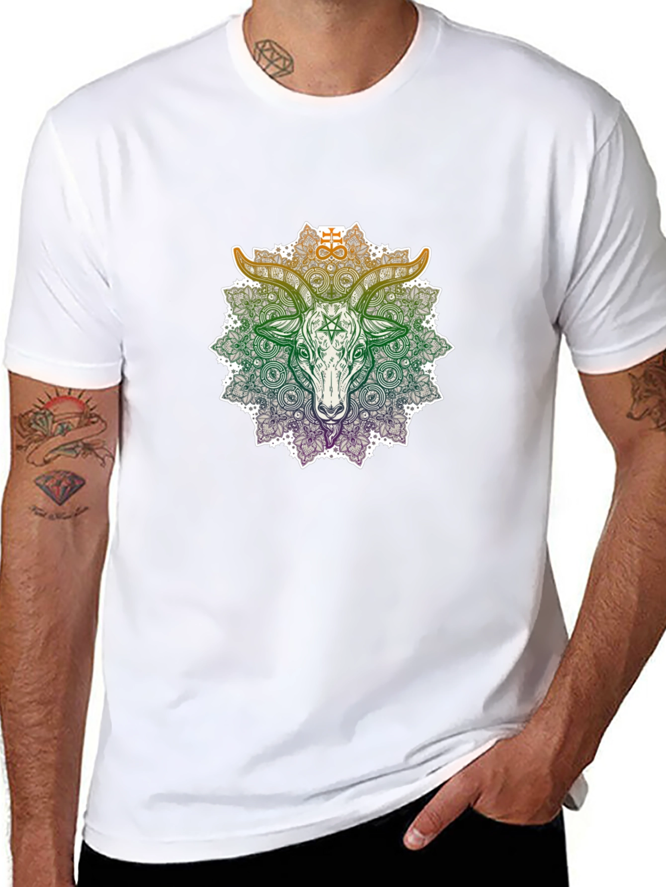 Occult Goat Mandala Graphic T-Shirt