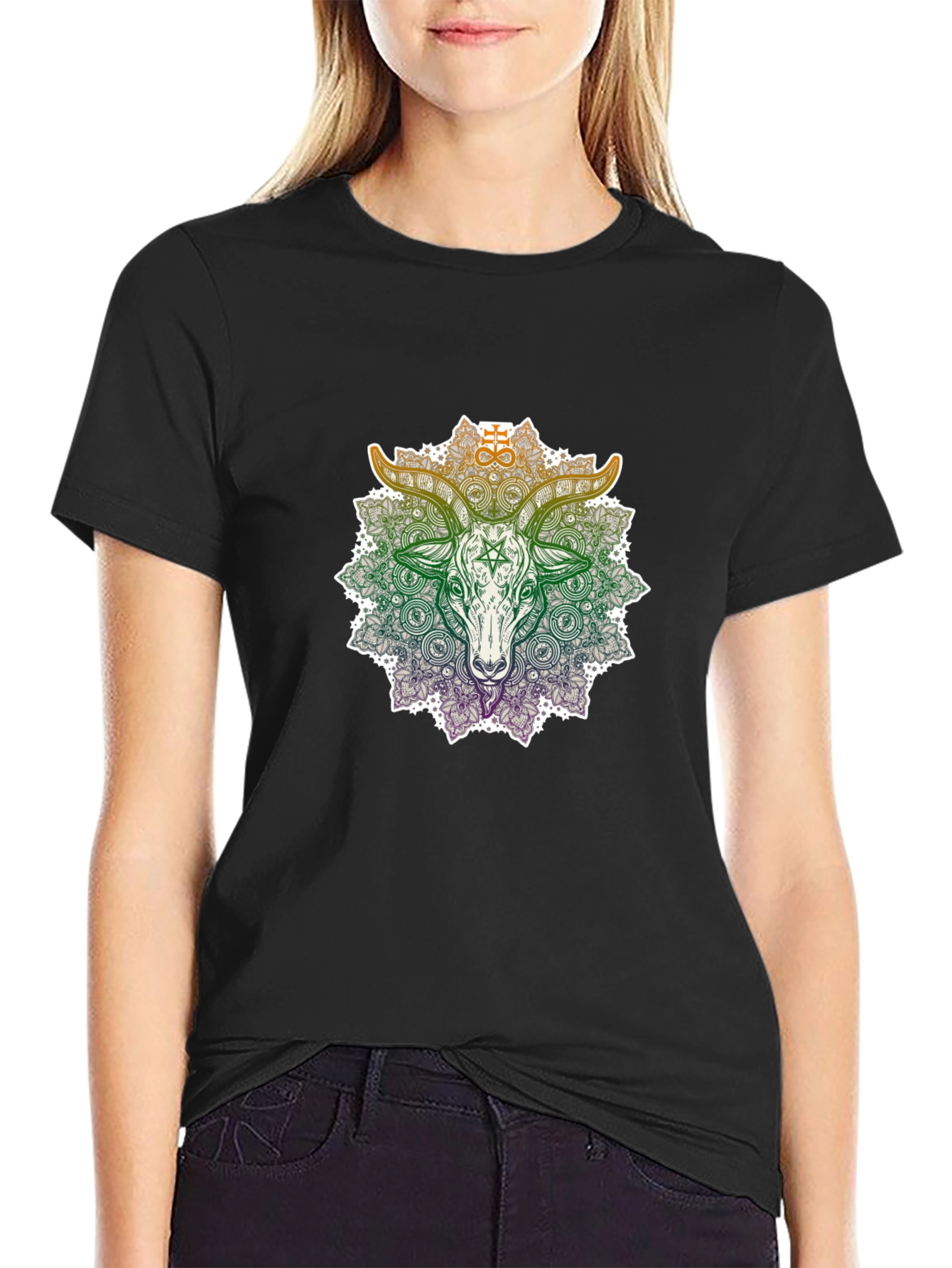 Occult Goat Mandala Graphic T-Shirt