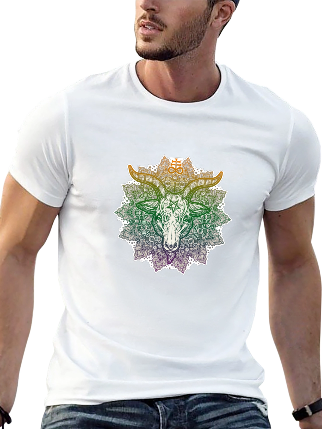 Occult Goat Mandala Graphic T-Shirt