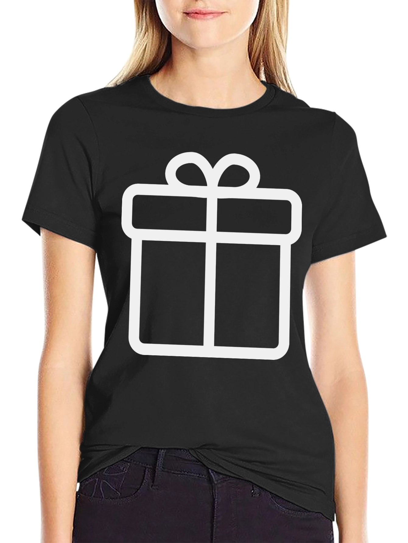 Festive Gift Box Tee - Black Graphic T-Shirt