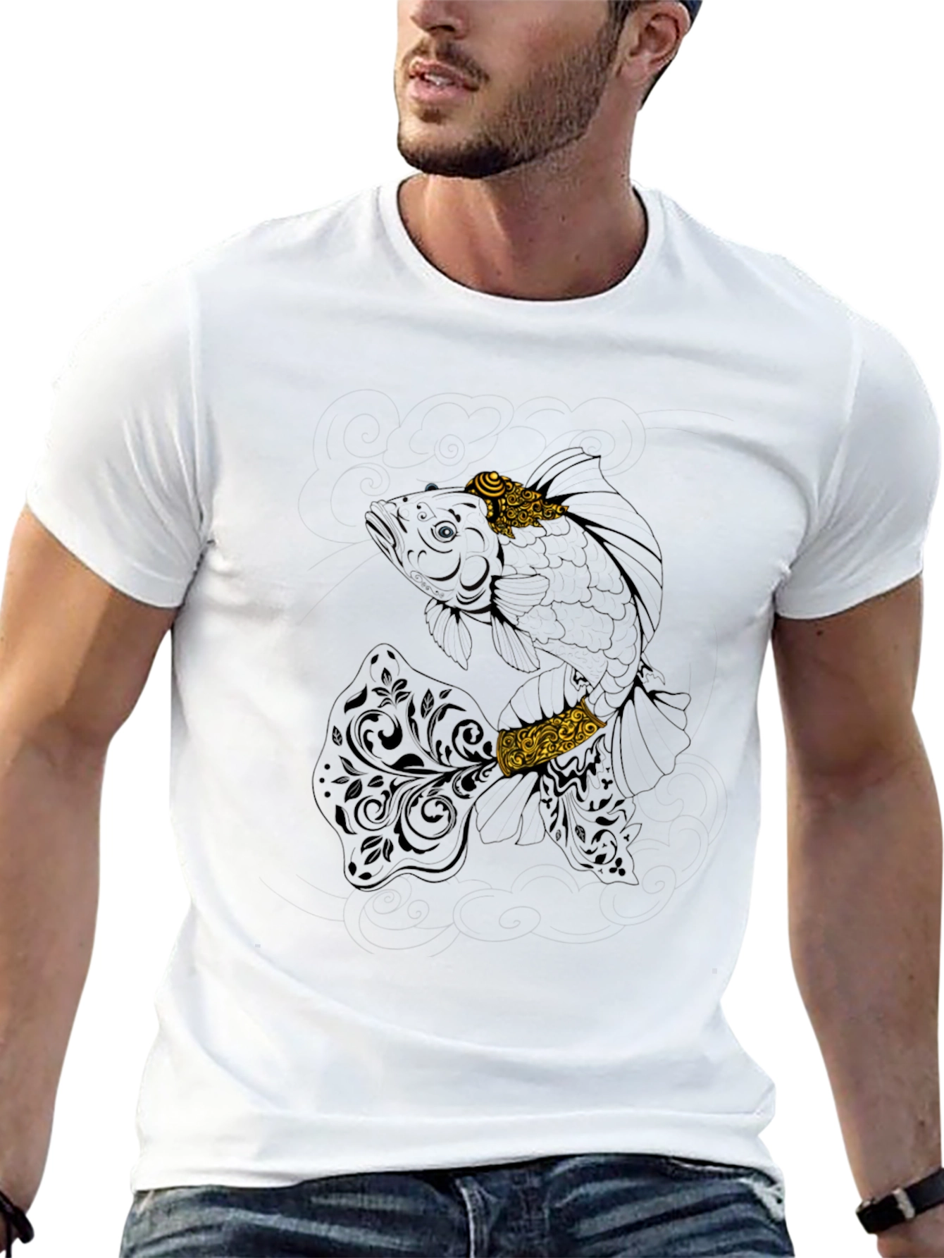 Fish Graphic Tee - Black Casual T-Shirt