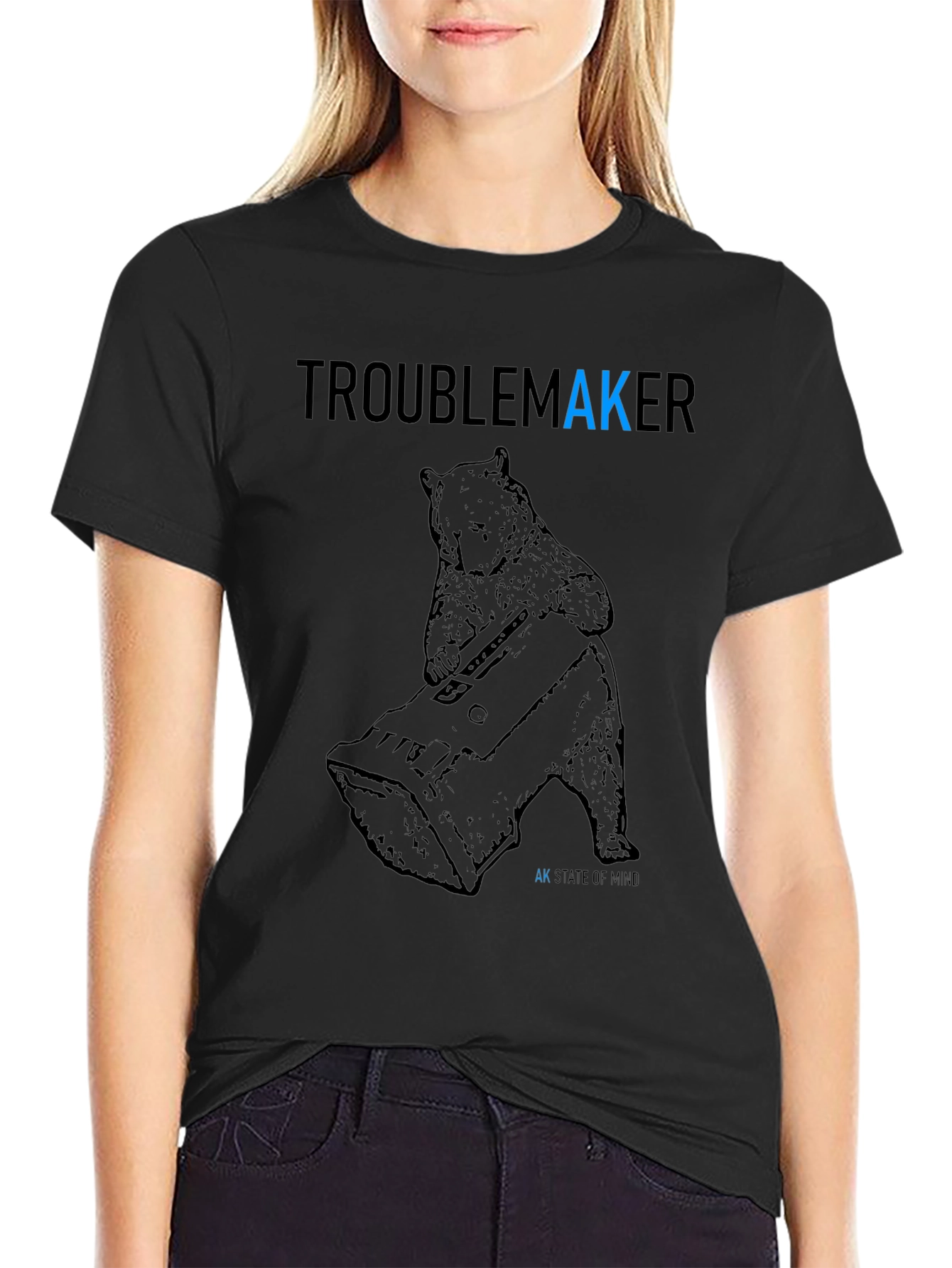 Troublemaker Bear Graphic Tee - AK State of Mind