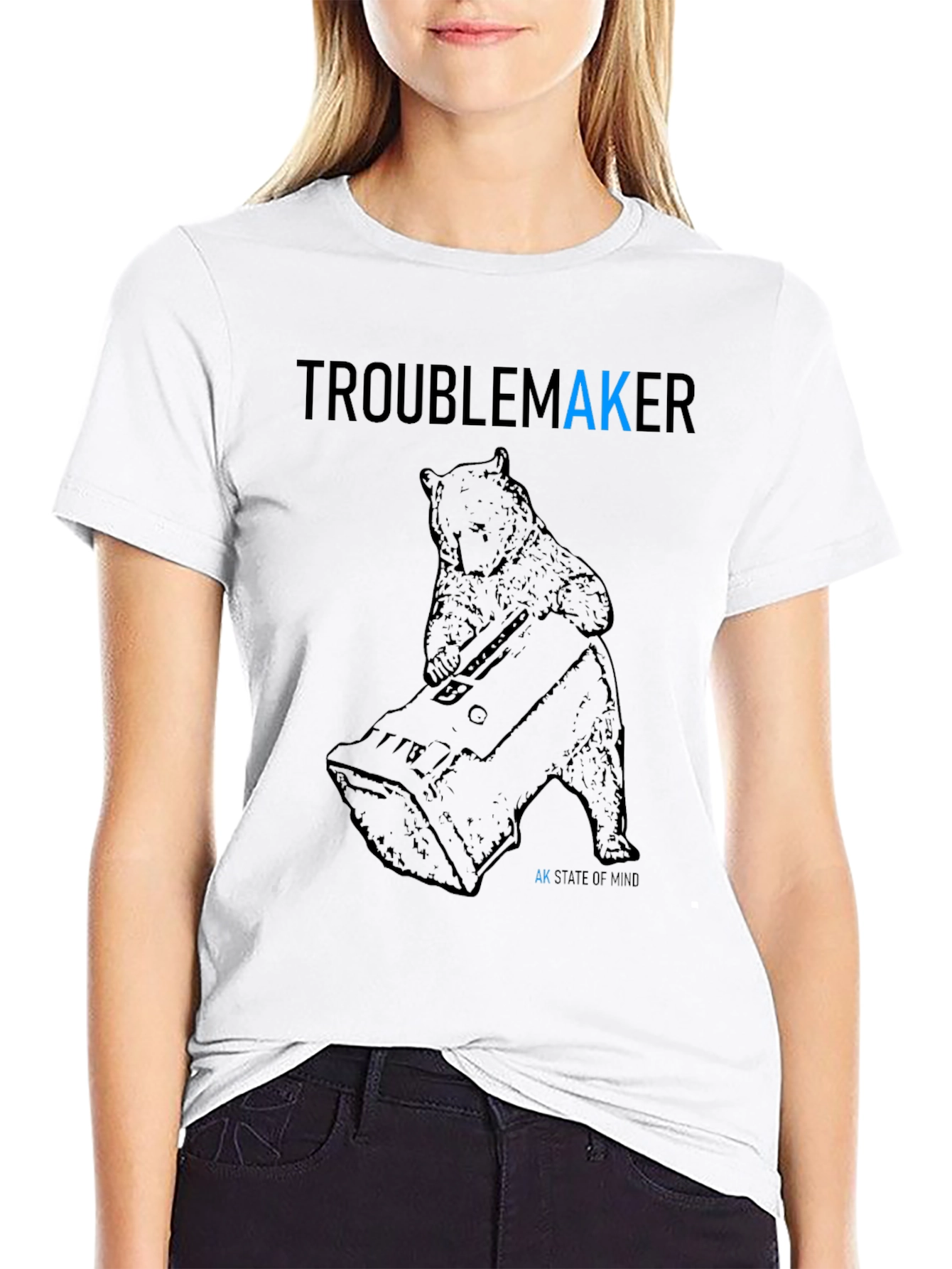 Troublemaker Bear Graphic Tee - AK State of Mind